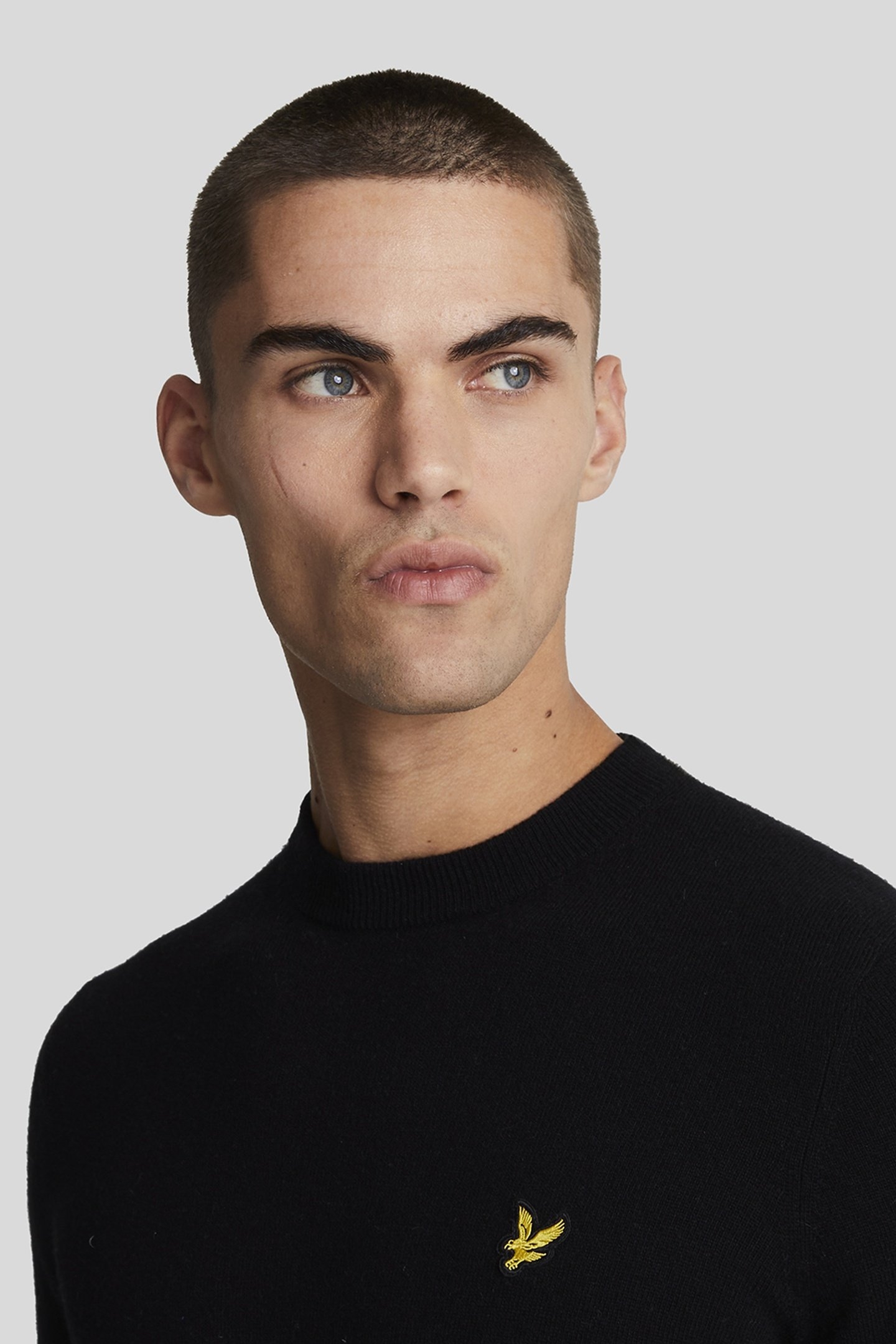 LAMBSWOOL BLEND CREW NECK JUMPER JET BLACK MARL 5