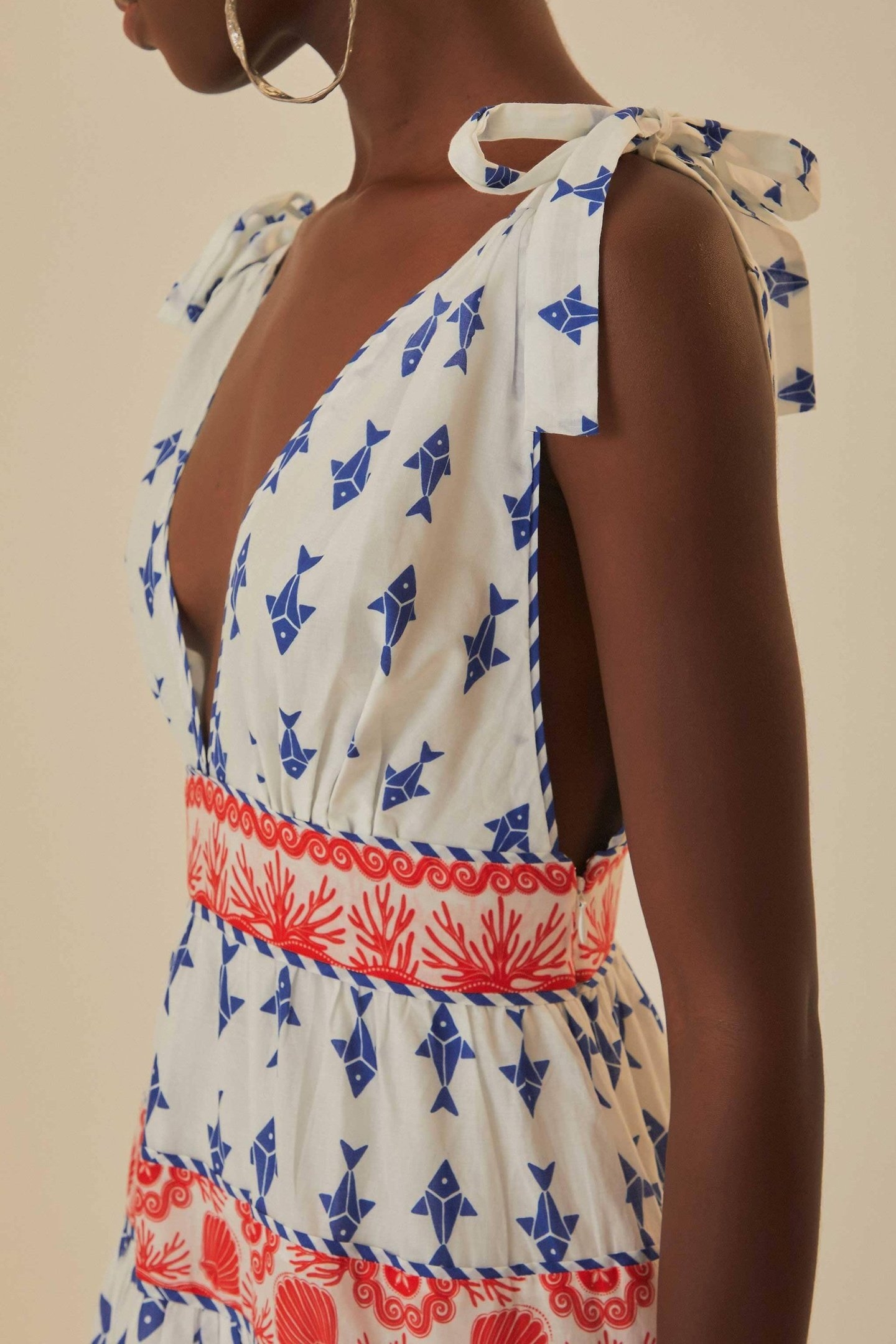 GRAPHIC FISHES OFF WHITE MINI DRESS 5