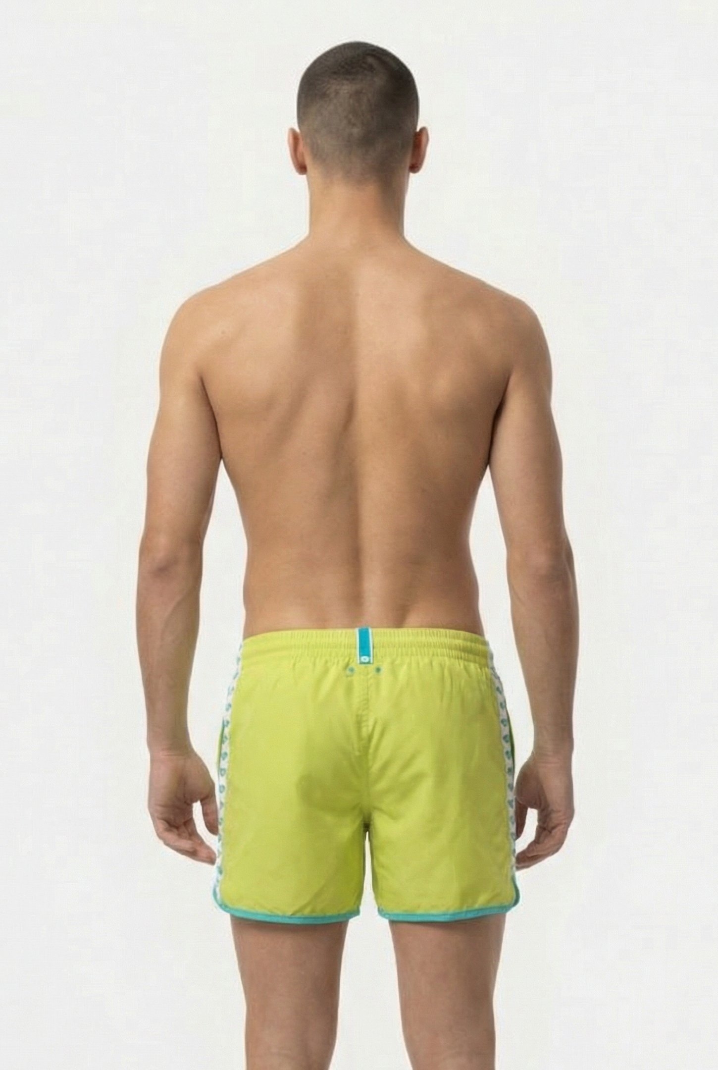 MEN'S ARENA TEAM STRIPE BEACH SHORT SOFT GREEN-WATER-WHITE 2