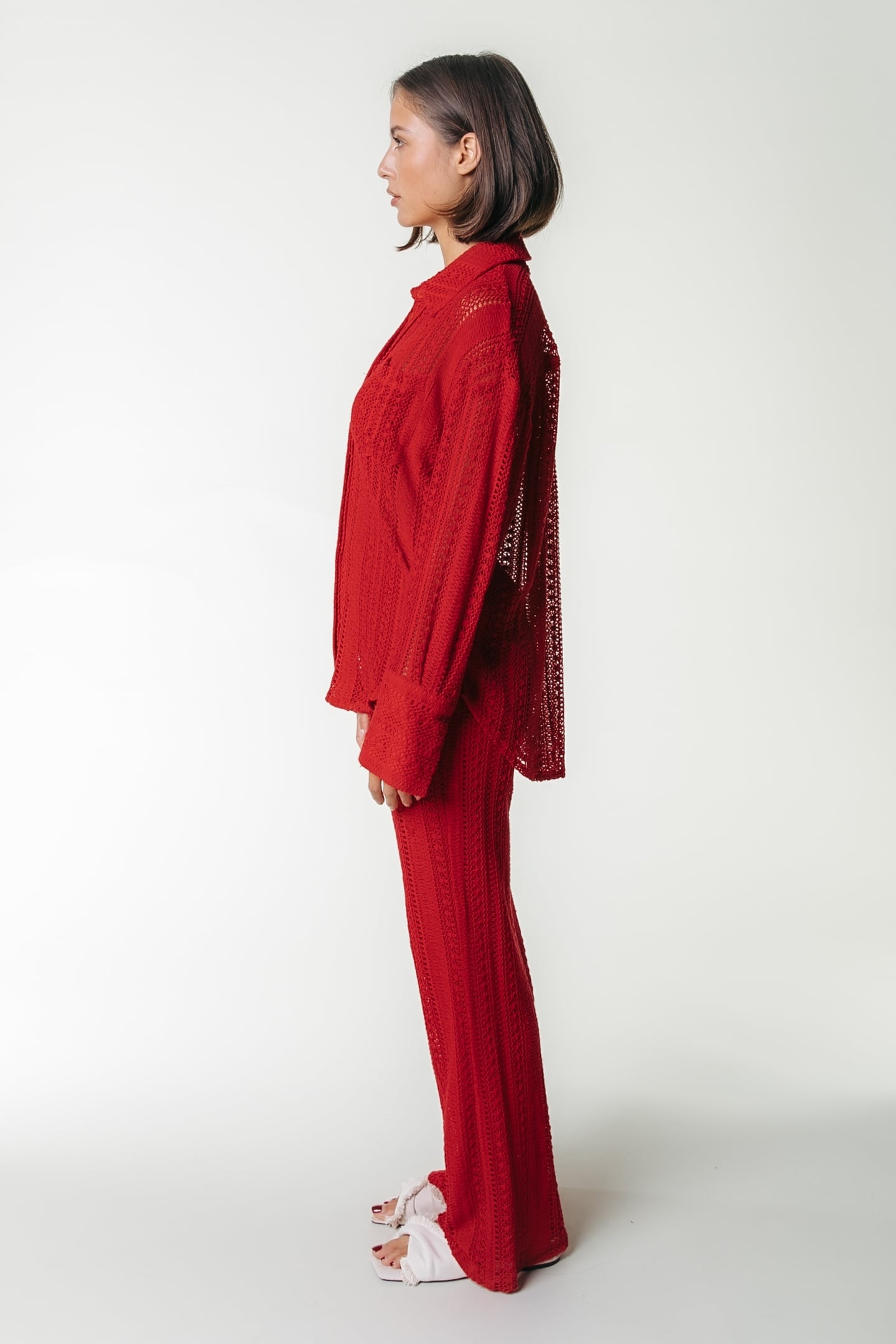 MELODY CROCHET STRAIGHT PANTS POPPY RED 3