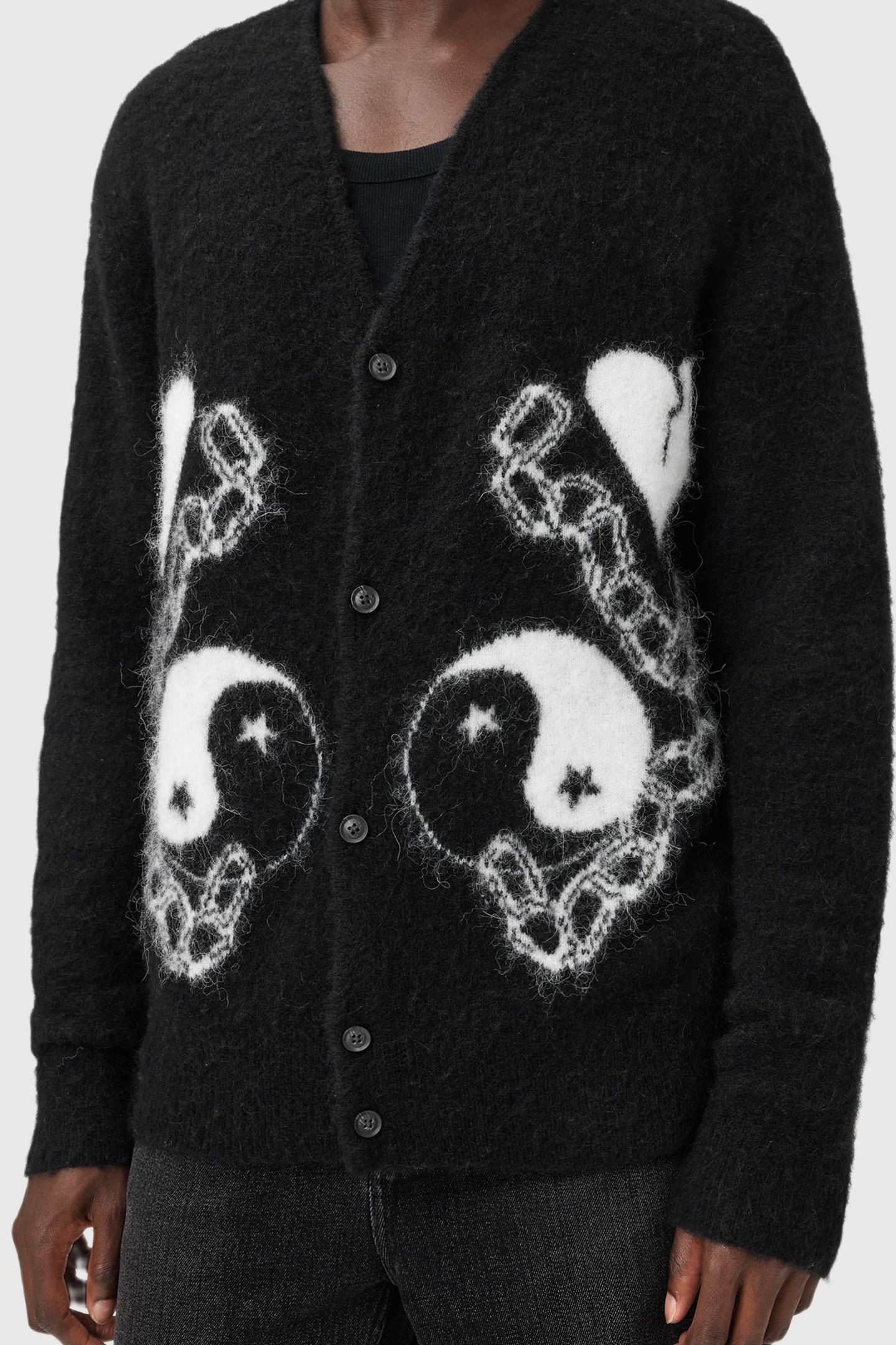 REFLECTION CARDIGAN BLACK/CHALK WHITE 7