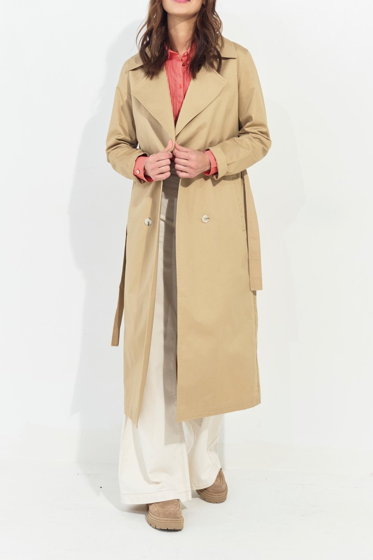 DAYLA - BEIGE ORGANIC COTTON TRENCH COAT WITH REMOVABLE HOOD 4