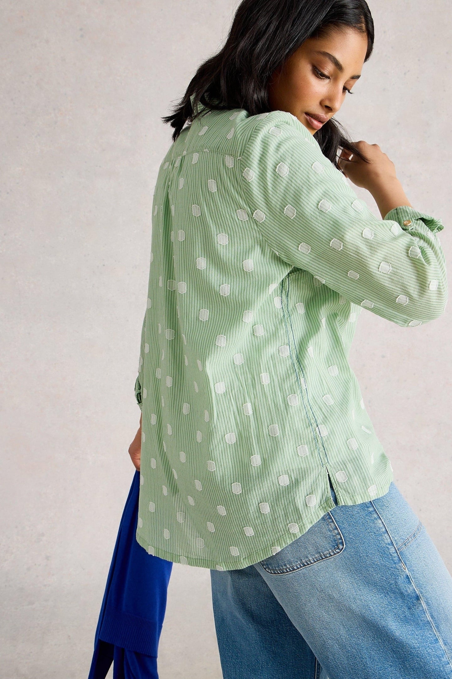 SOPHIE ORGANIC COTTON SHIRT GREEN MULTI 3