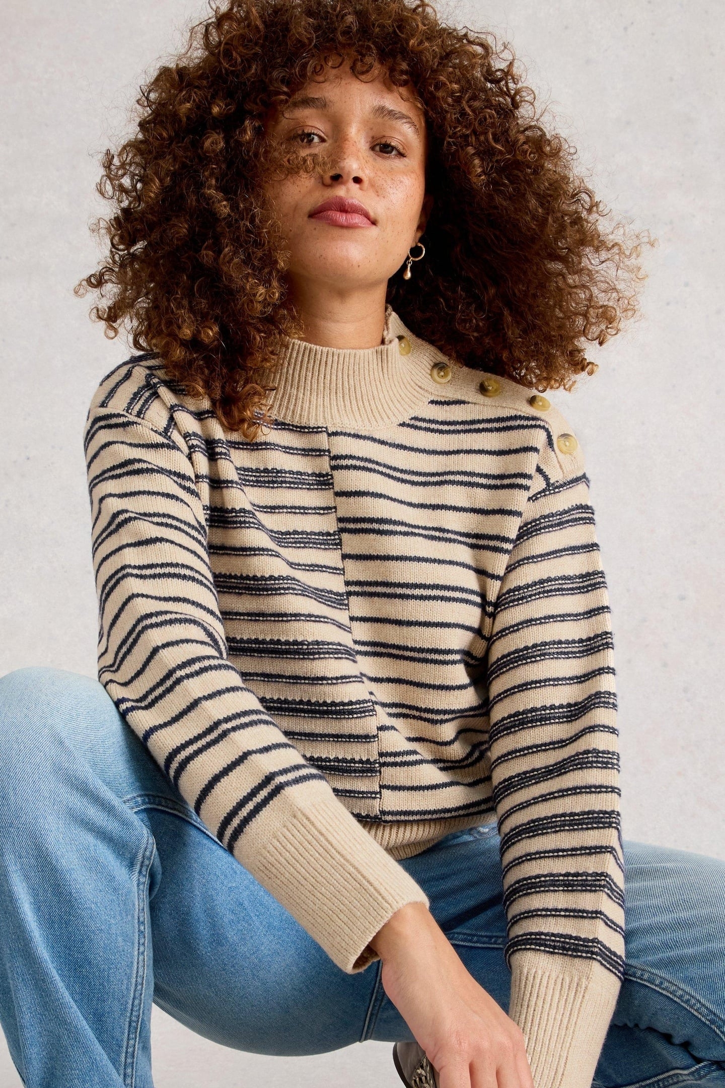 MIX STRIPE STAND NK JUMPER NATURAL MULTI 2