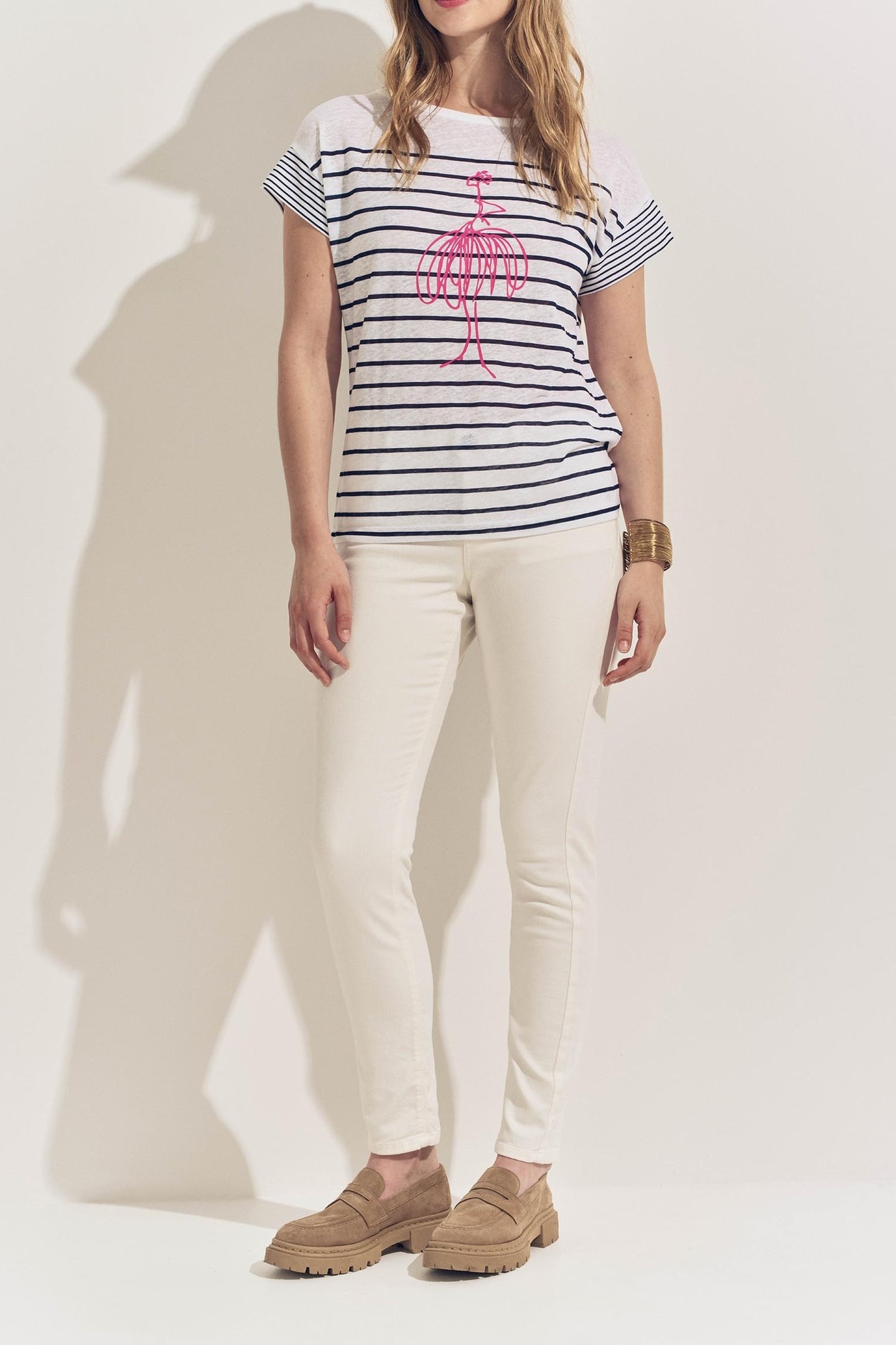 MOLLY- WHITE NAVY STRIPE T-SHIRT & DANCER 1