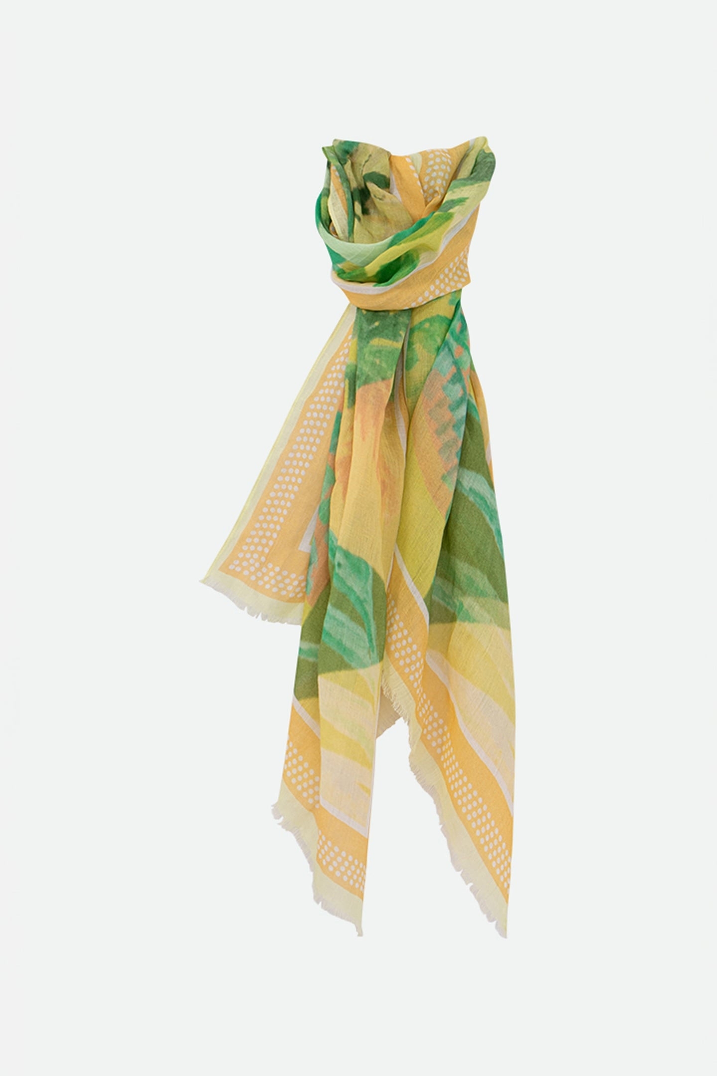 ANISSA - GREEN WATERCOLOUR OASIS SCARF 1