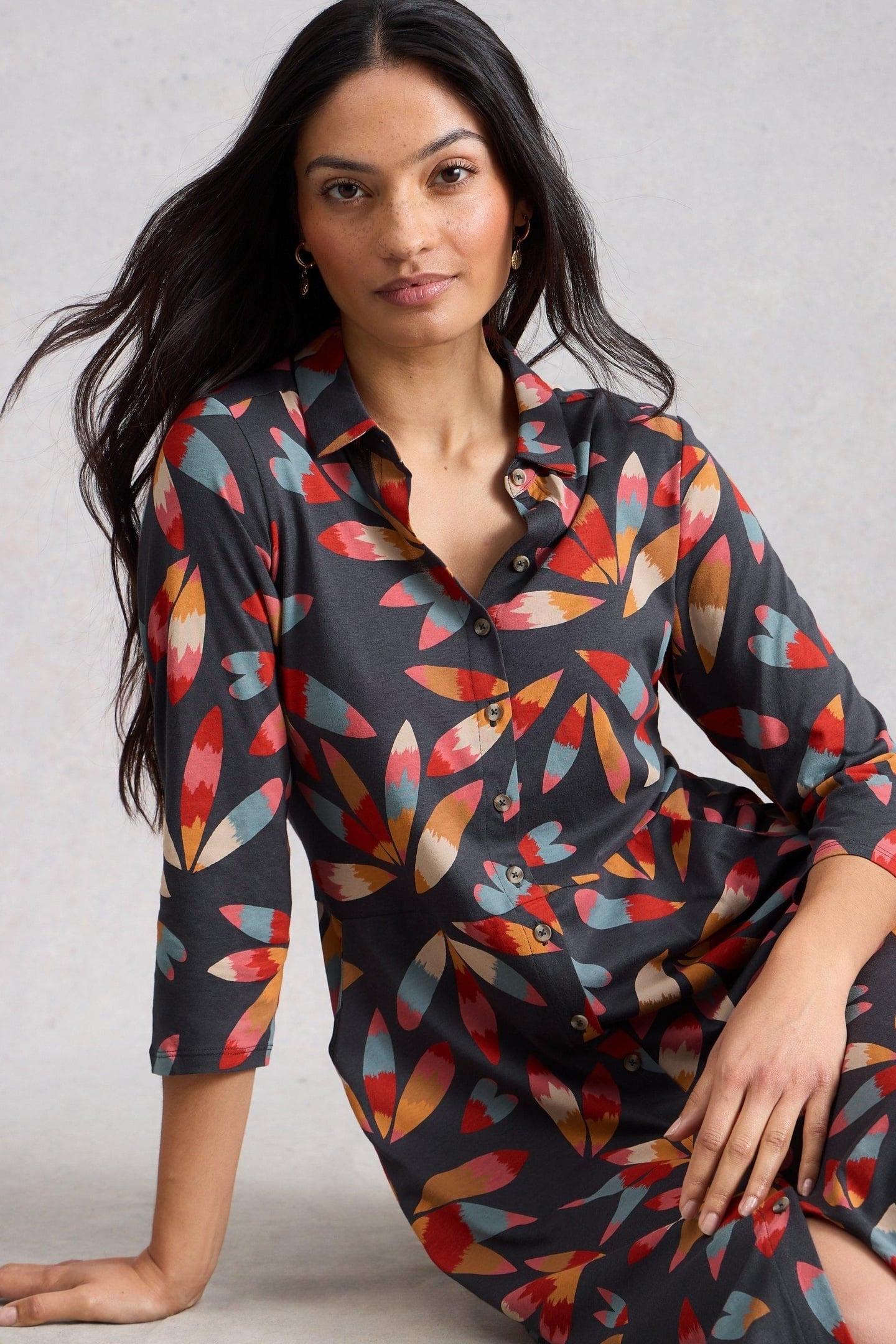 RUA JERSEY SHIRT DRESS GREY MULTI 2