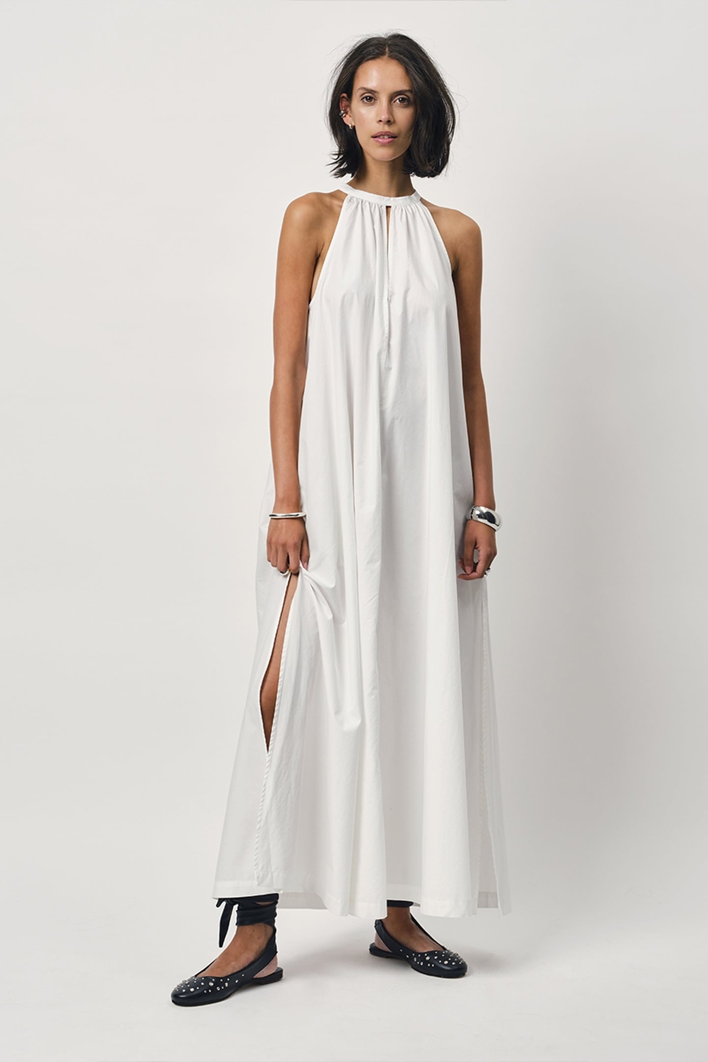 ISADORA MAXI HALTER DRESS OPTIC WHITE 1