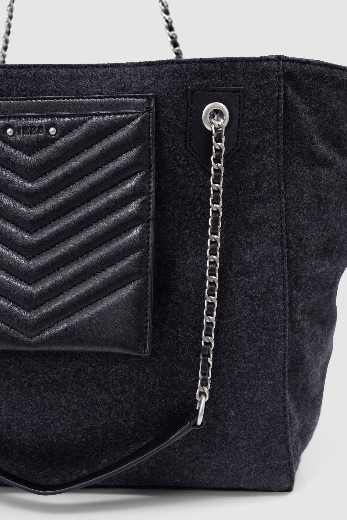 BAG 1440 GREY MIX FLANNEL AND LEATHER SIZE XL WOMAN 5