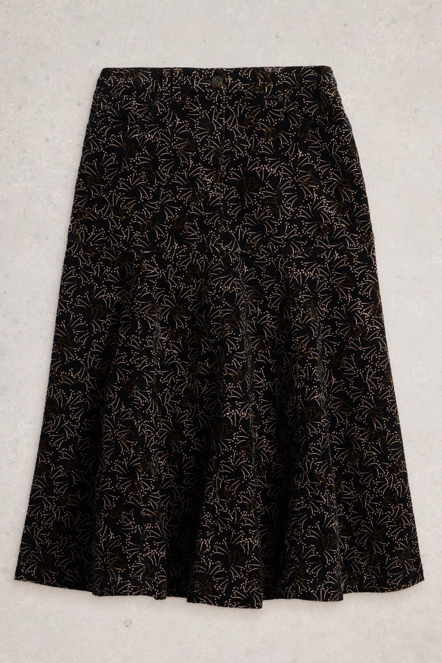 QUINN CORD MIDI SKIRT BLACK PRINT 2