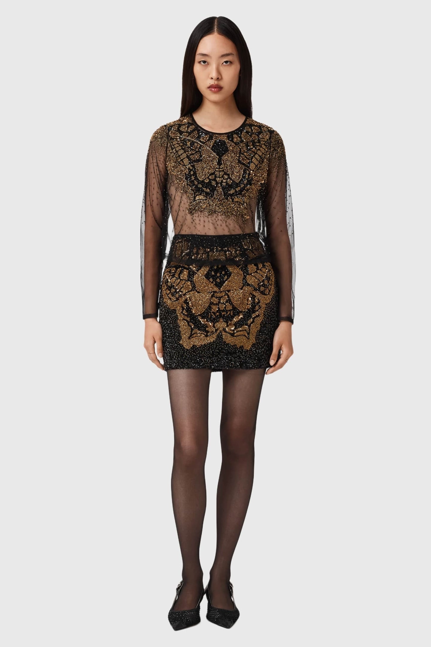 GRETA EMB TOP BLACK/GOLD 2