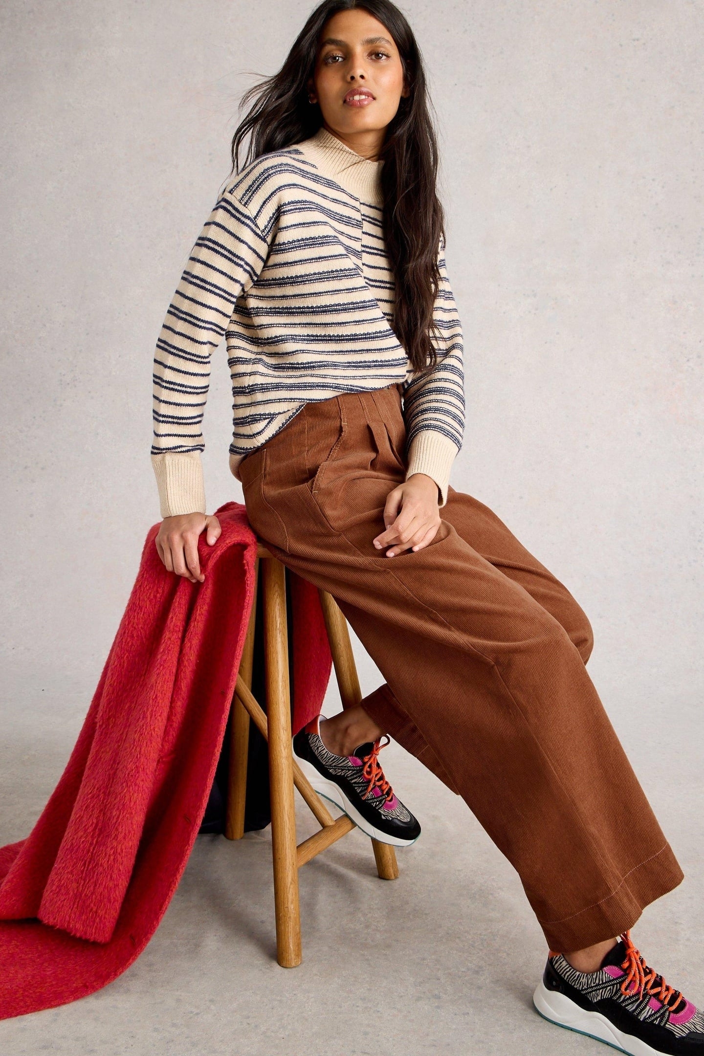 CLARA CORD WIDE LEG TROUSER DARK TAN 4