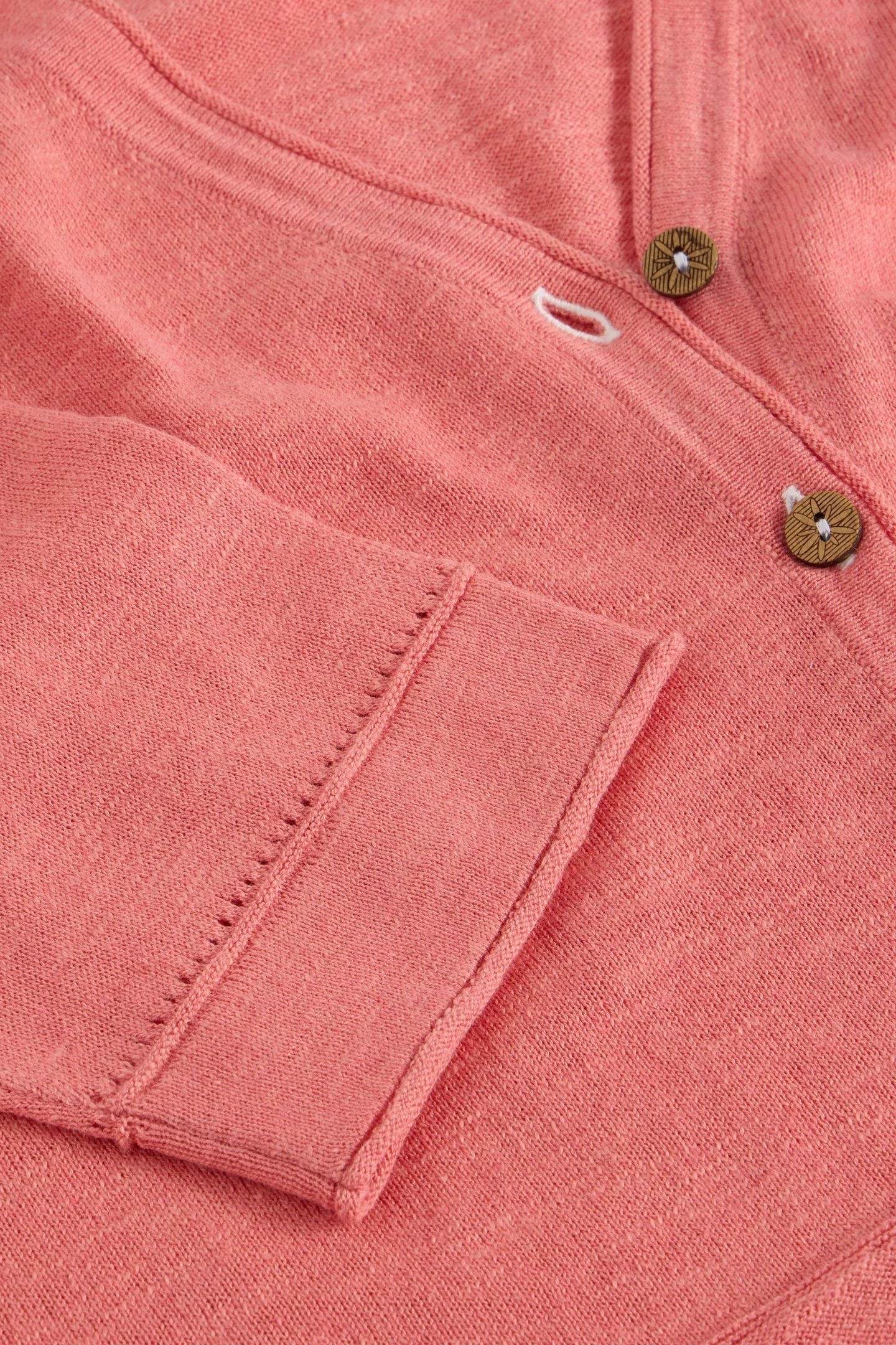 NARIA LINEN BLEND CARDI MID CORAL 4