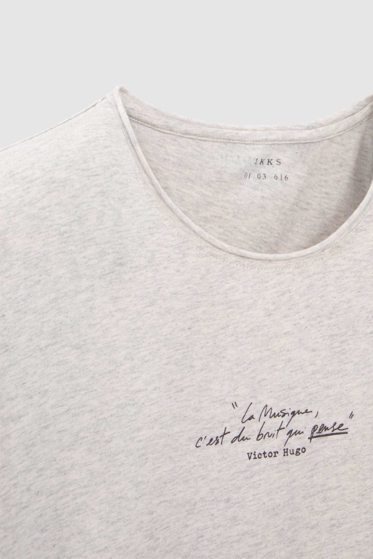 LIGHT GREY MARL UPCYCLED T-SHIRT WITH PRINT SLOGAN 6