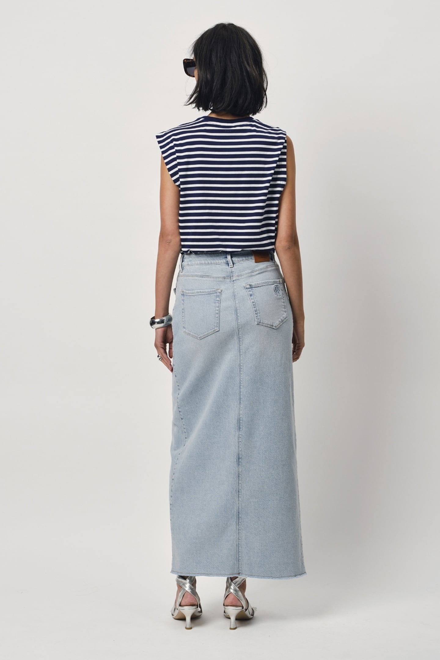 FERAL DENIM MAXI SKIRT WORN BLUE 2