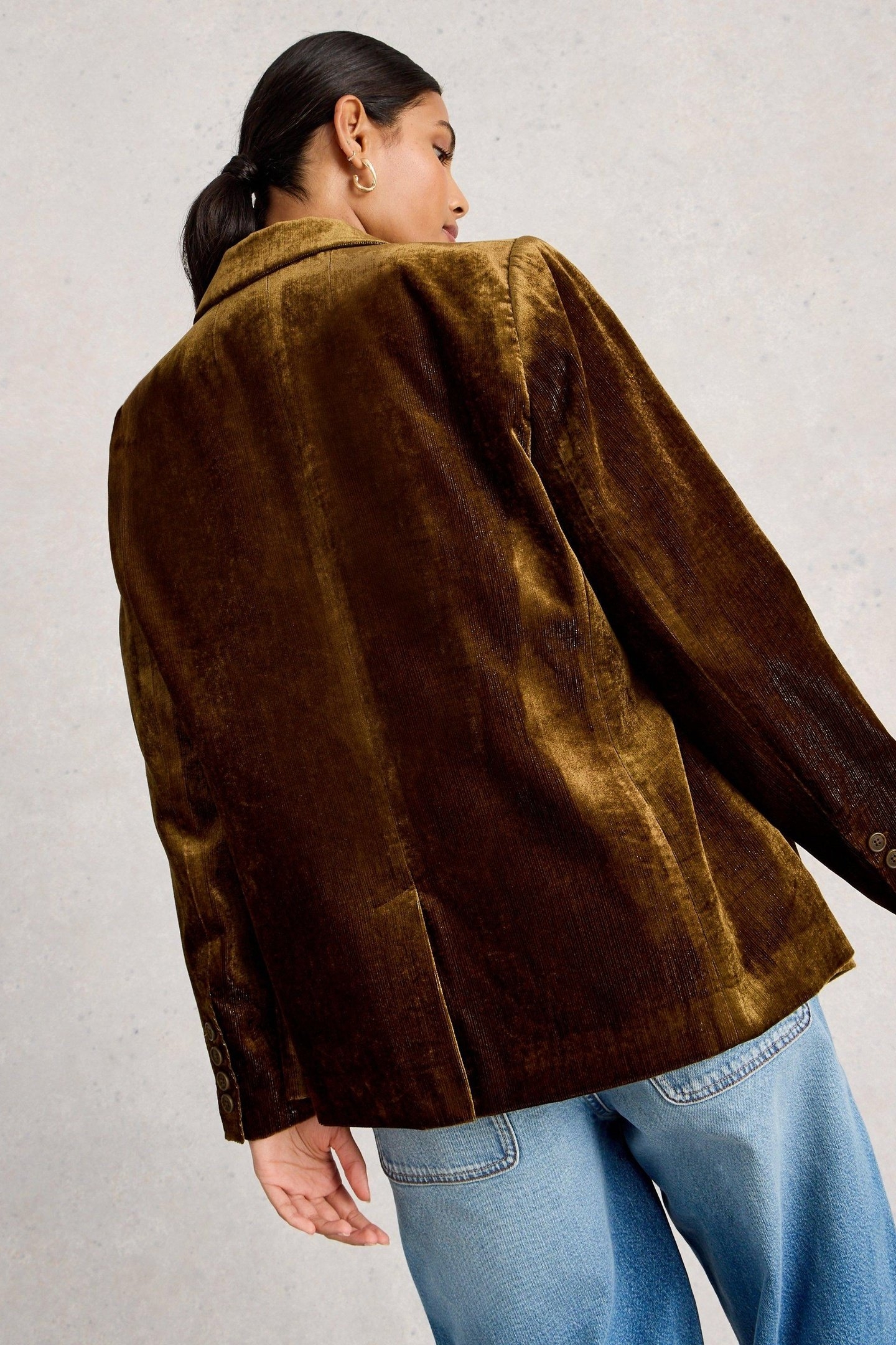 EVELYN VELVET BLAZER DARK CHARTREUSE 3