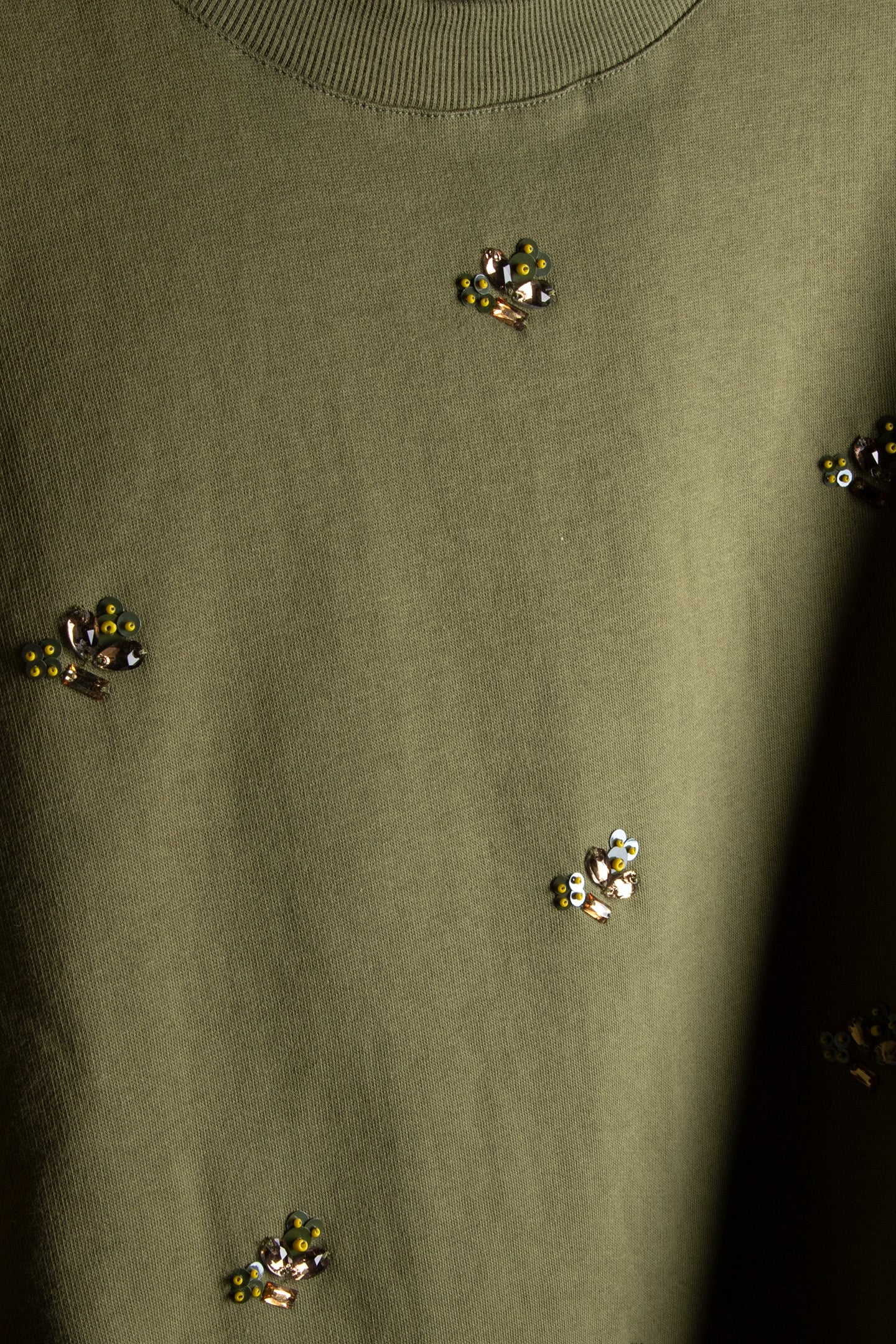 3/4 SLEEVE EMBELLISHED SWEATSHIRT COMBAT GREEN 4