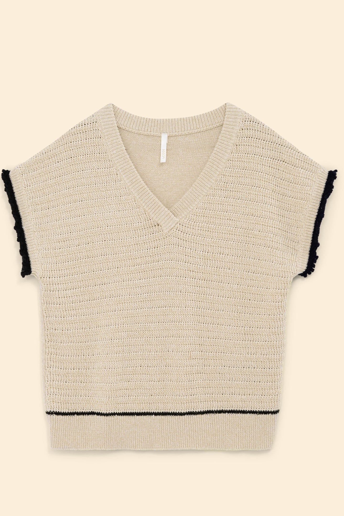 GOLD KNIT SWEATER WITH BLACK EDGES ECRU 8