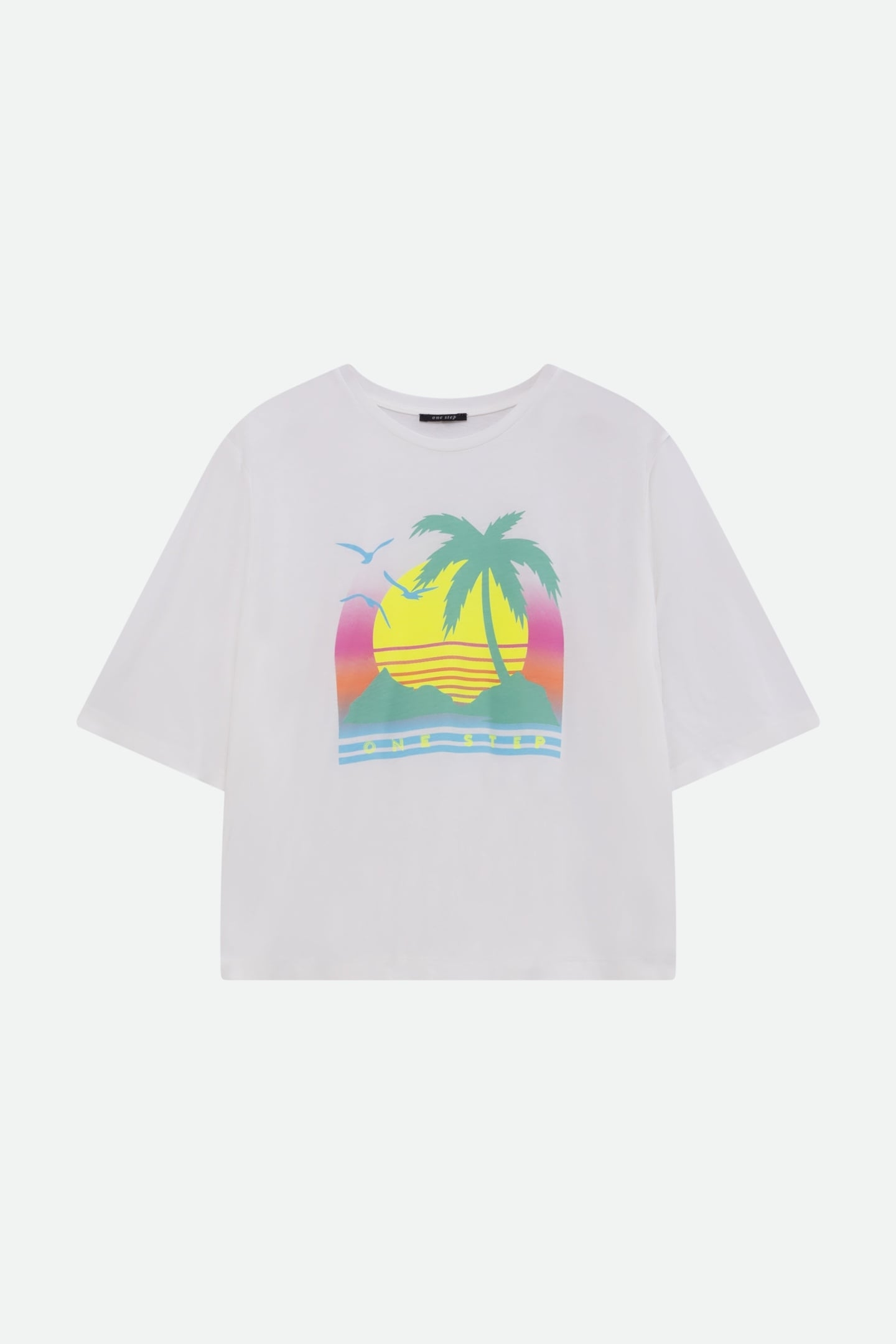 MAMBO - WHITE T-SHIRT WITH FLUORESCENT PALM TREE 4
