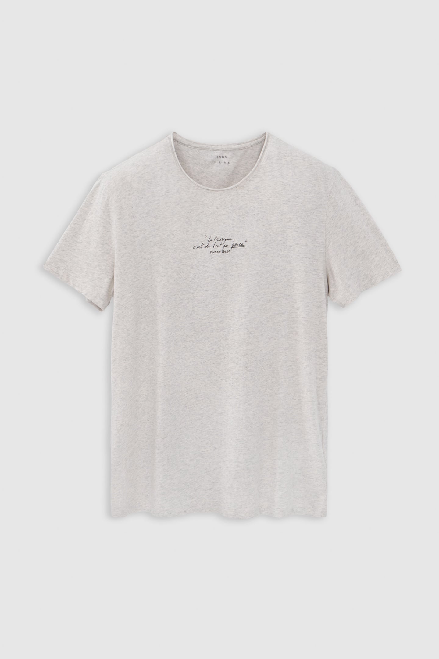 LIGHT GREY MARL UPCYCLED T-SHIRT WITH PRINT SLOGAN 4