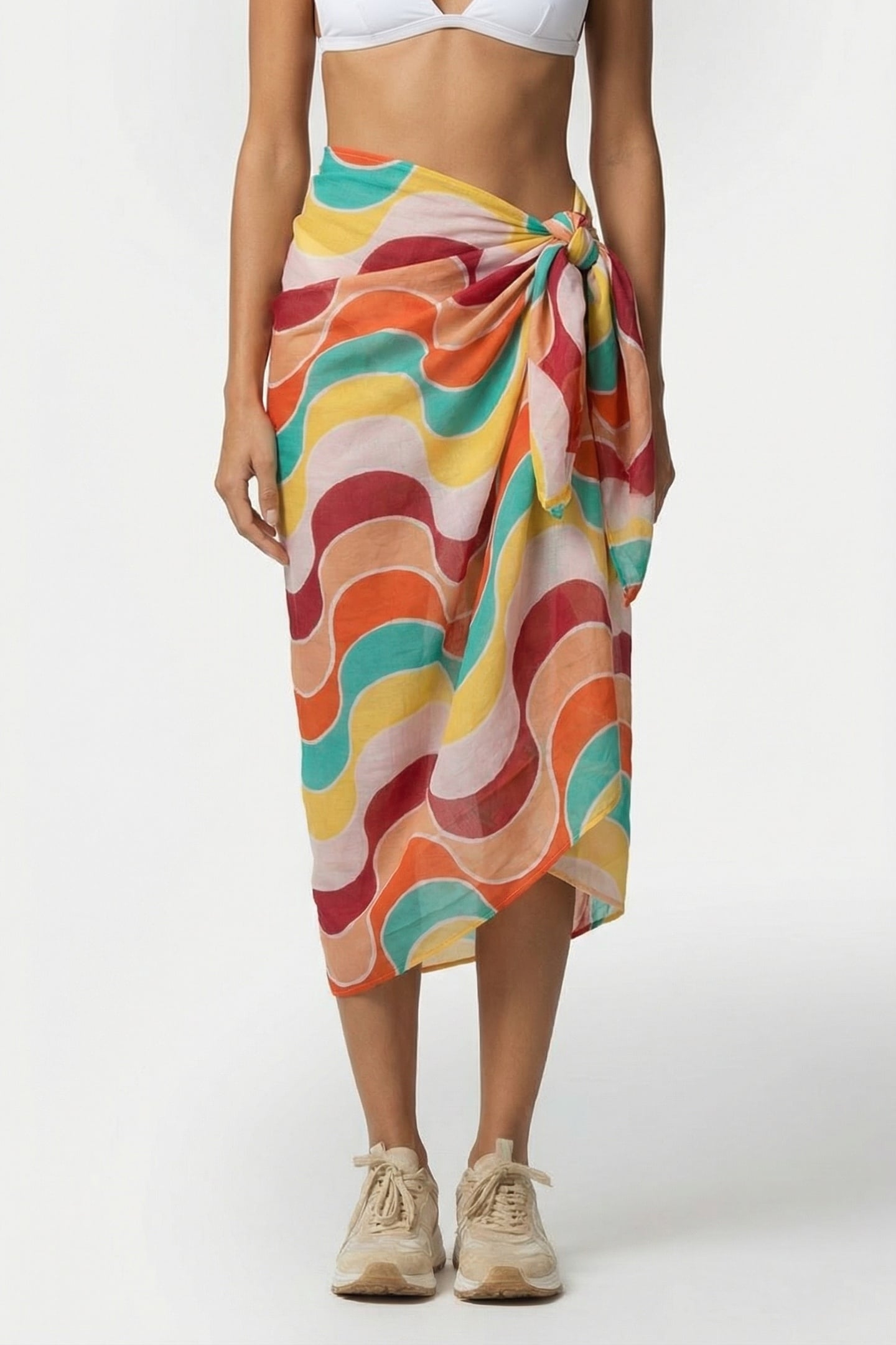 ALMA - PINK SARONG WITH ART DECO COLOR PATTERNS 1