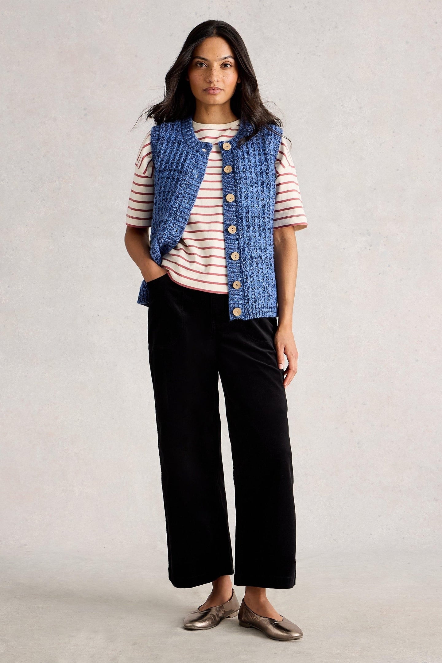 MAXINE BUTTON TANK MID BLUE 1