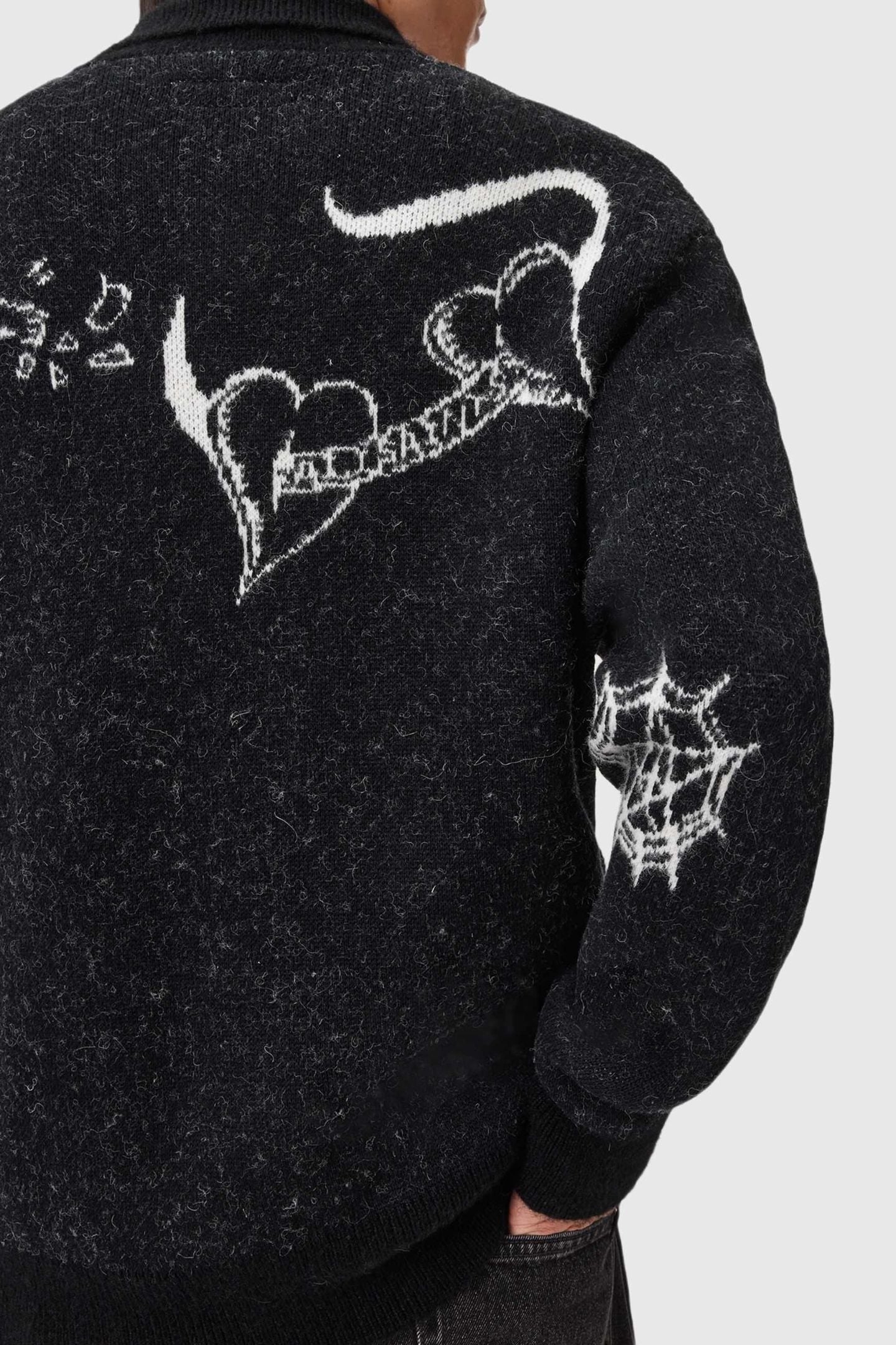 WARNER CARDIGAN CINDER BLACK/WHITE 5