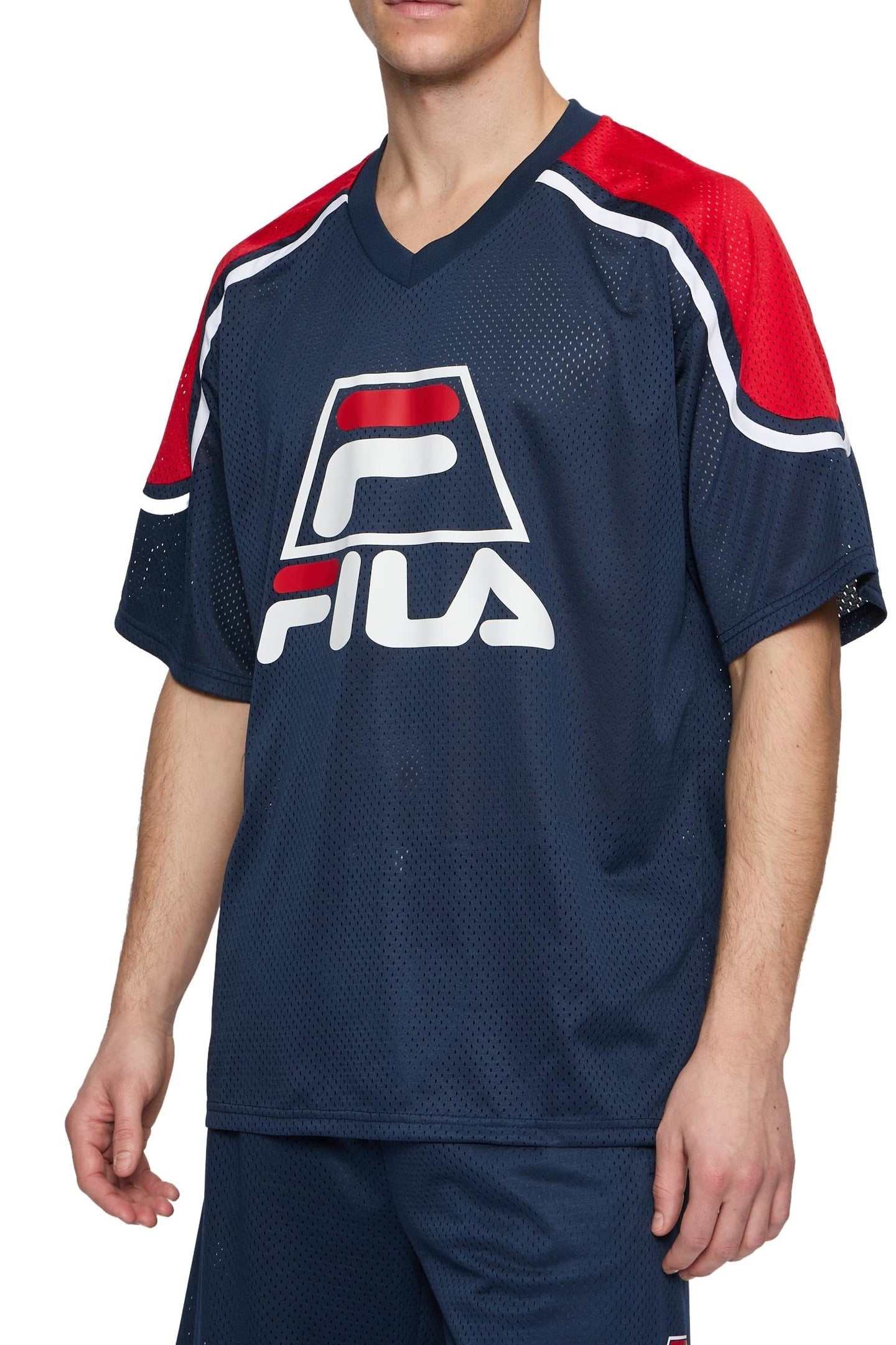 LOMMEL OVERSIZED MESH TEE BLACK IRIS-TRUE RED 1