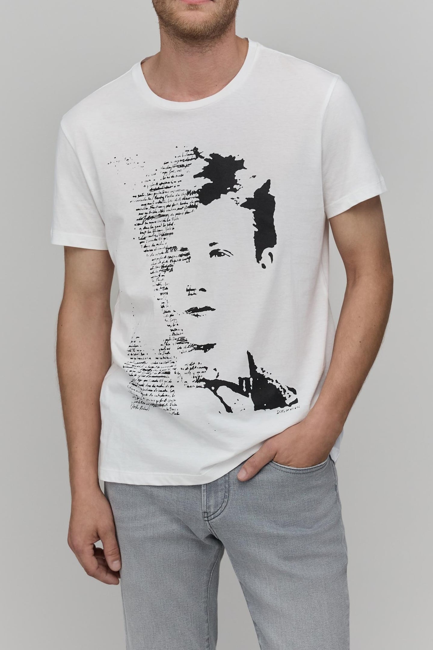 WHITE ORGANIC COTTON VISUAL ARTY ROCK FACE T-SHIRT 2