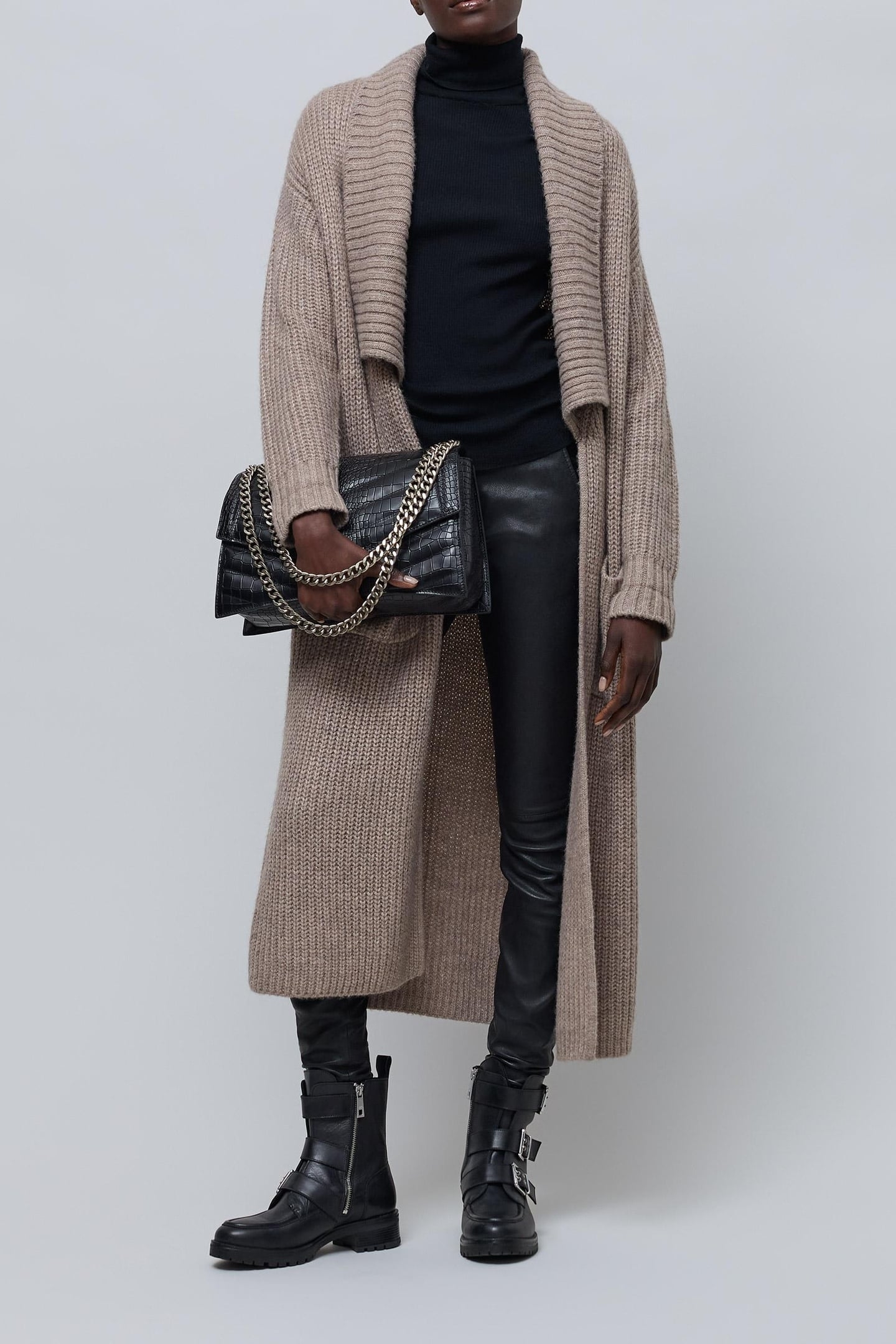 LONG BEIGE KNITTED CARDIGAN 1