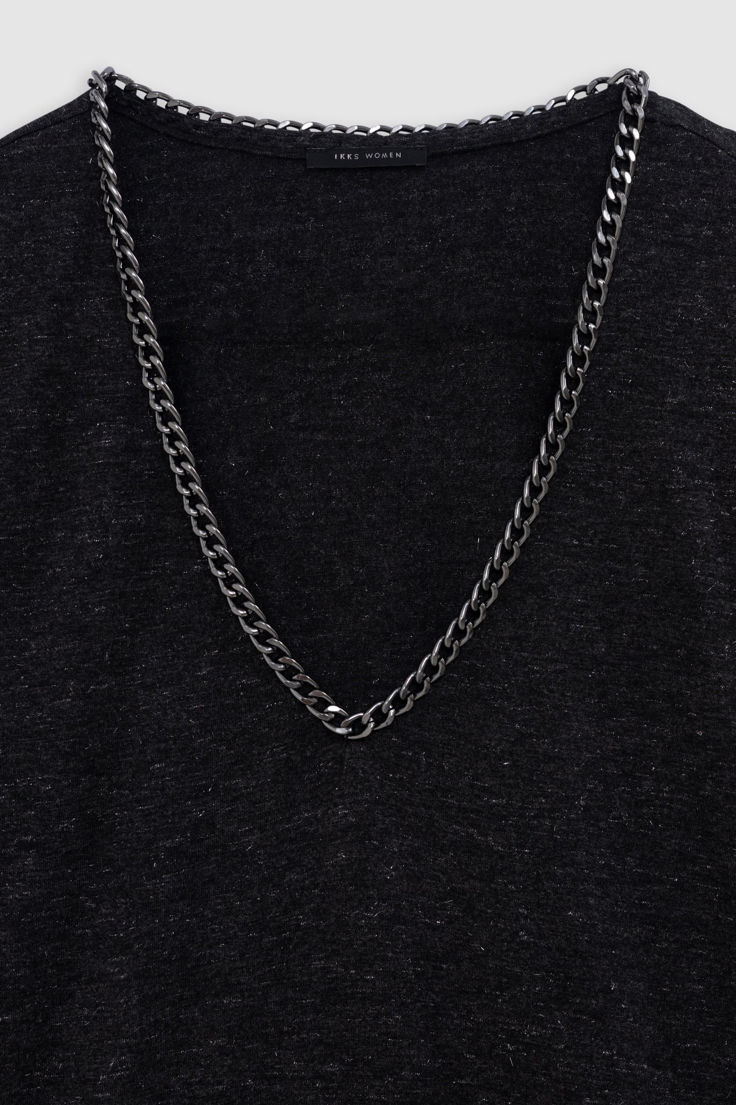 GREY SEQUINED V-NECK JEWEL T-SHIRT 1