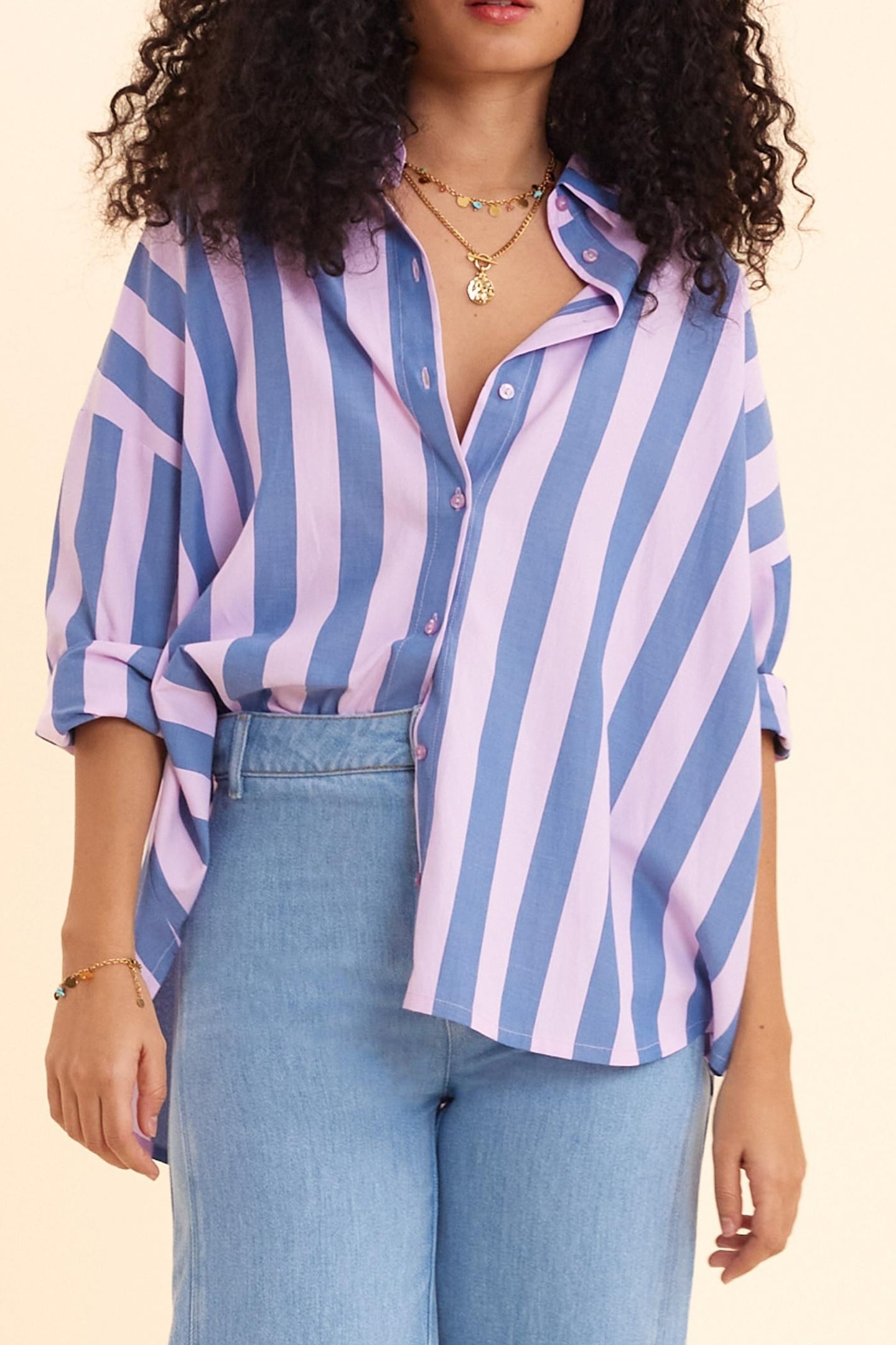 BLUE SHIRT WITH PARMA STRIPES PATTERN ELECTRIC BLUE 1