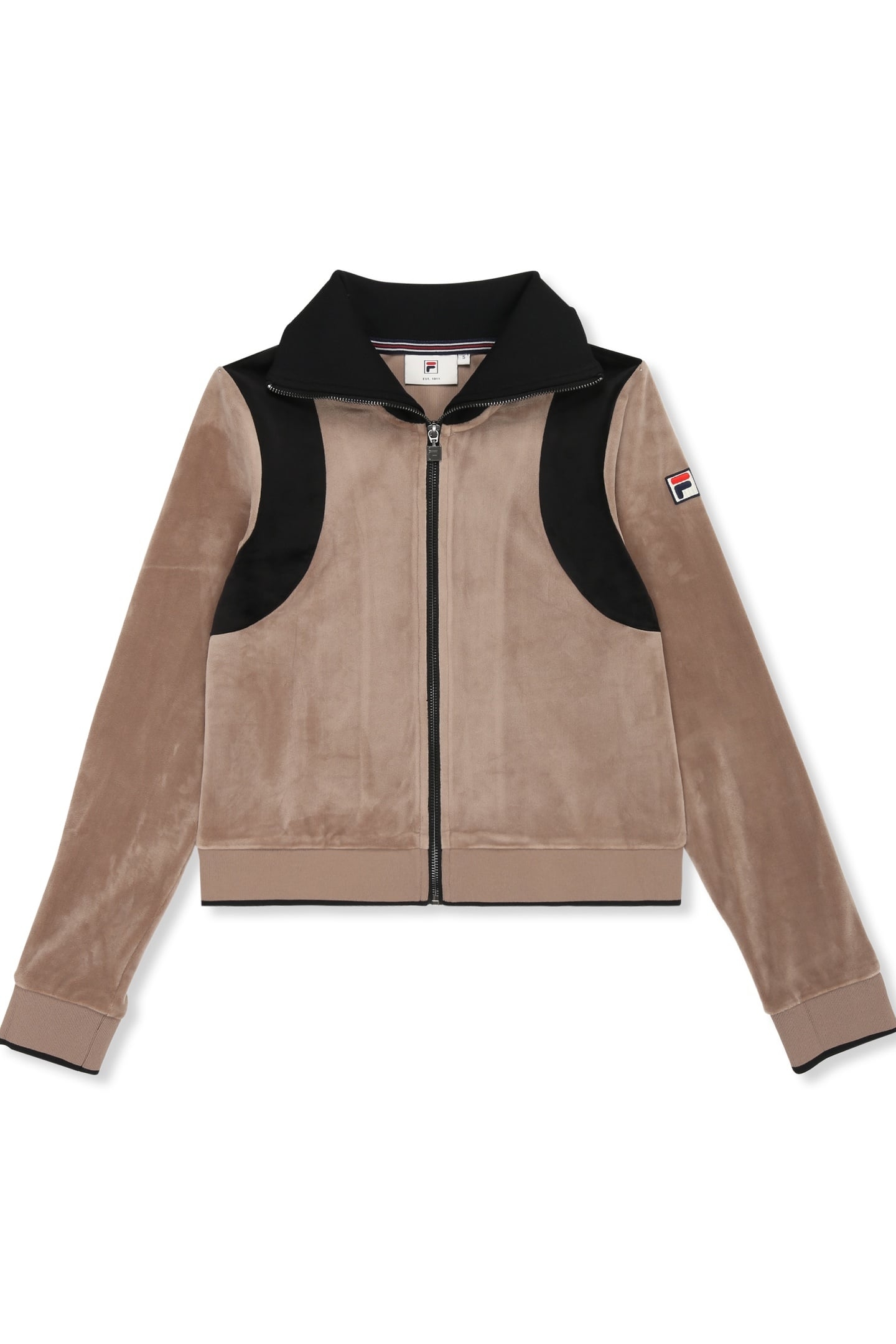 ADRIANO SLIM VELOUR TRACK JACKET TAUPE GRAY-BLACK 5