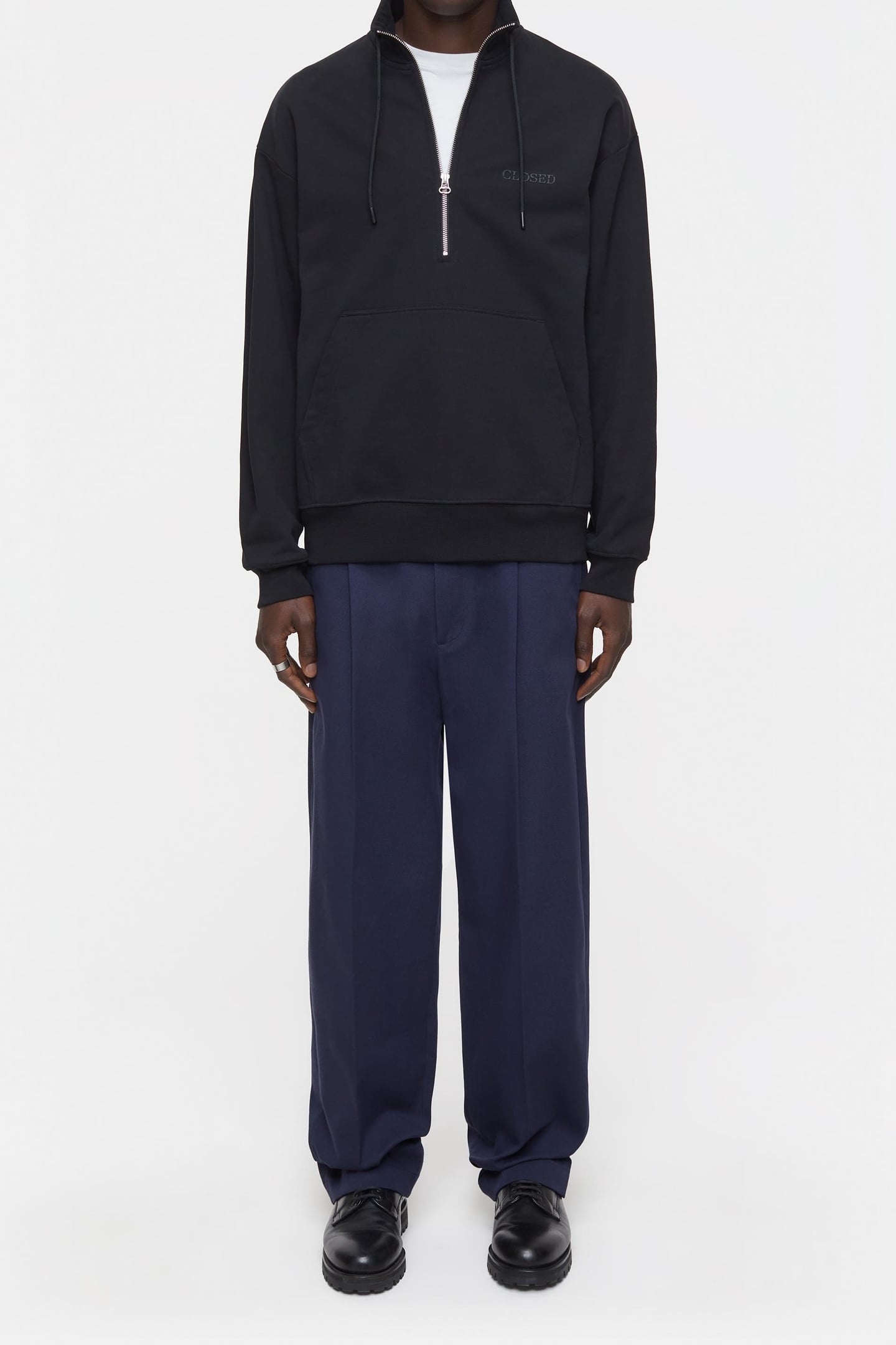 HALF ZIP SWEAT T-SHIRTS BLACK 1