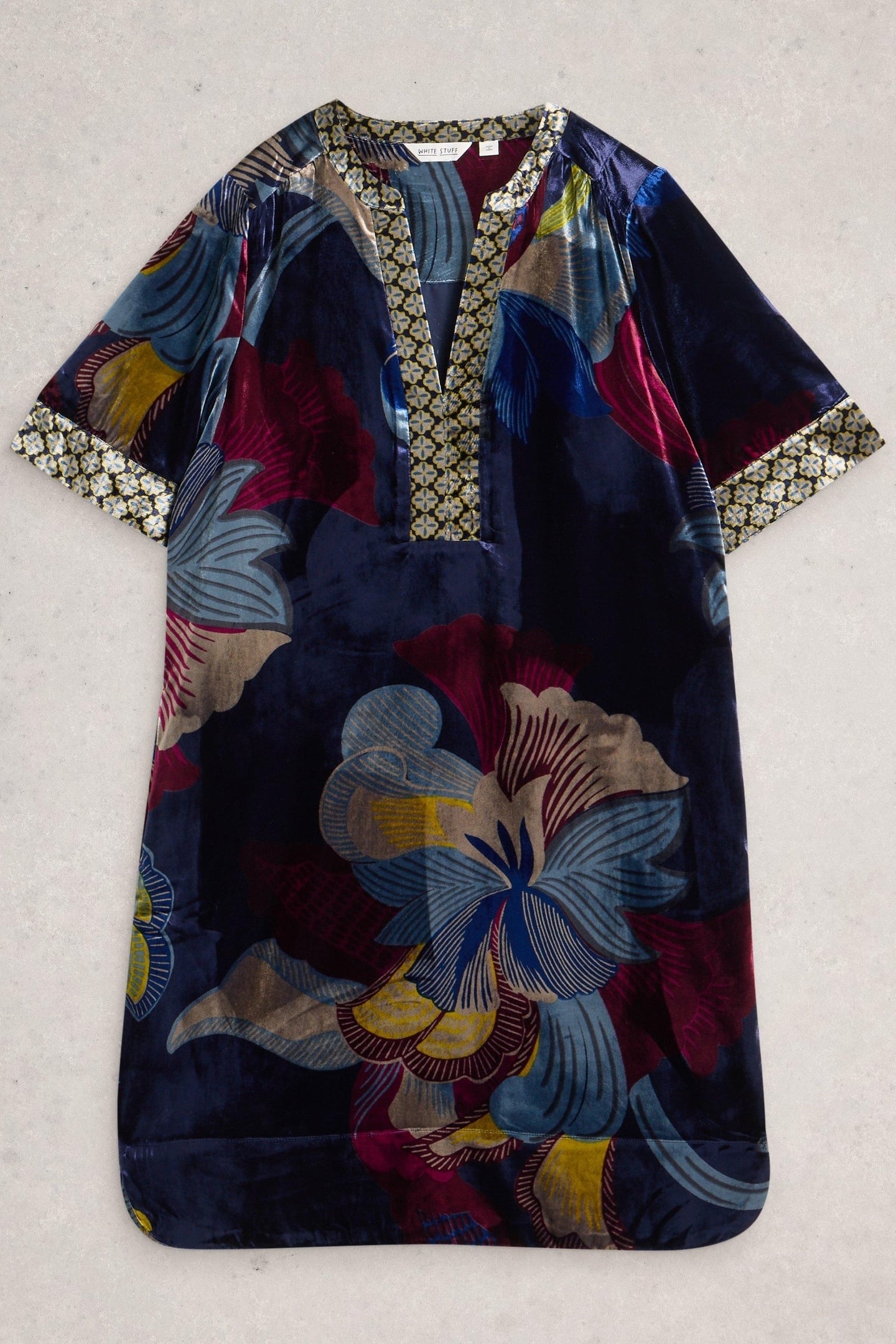 JUNE VELVET DRESS NAVY MULTI 4