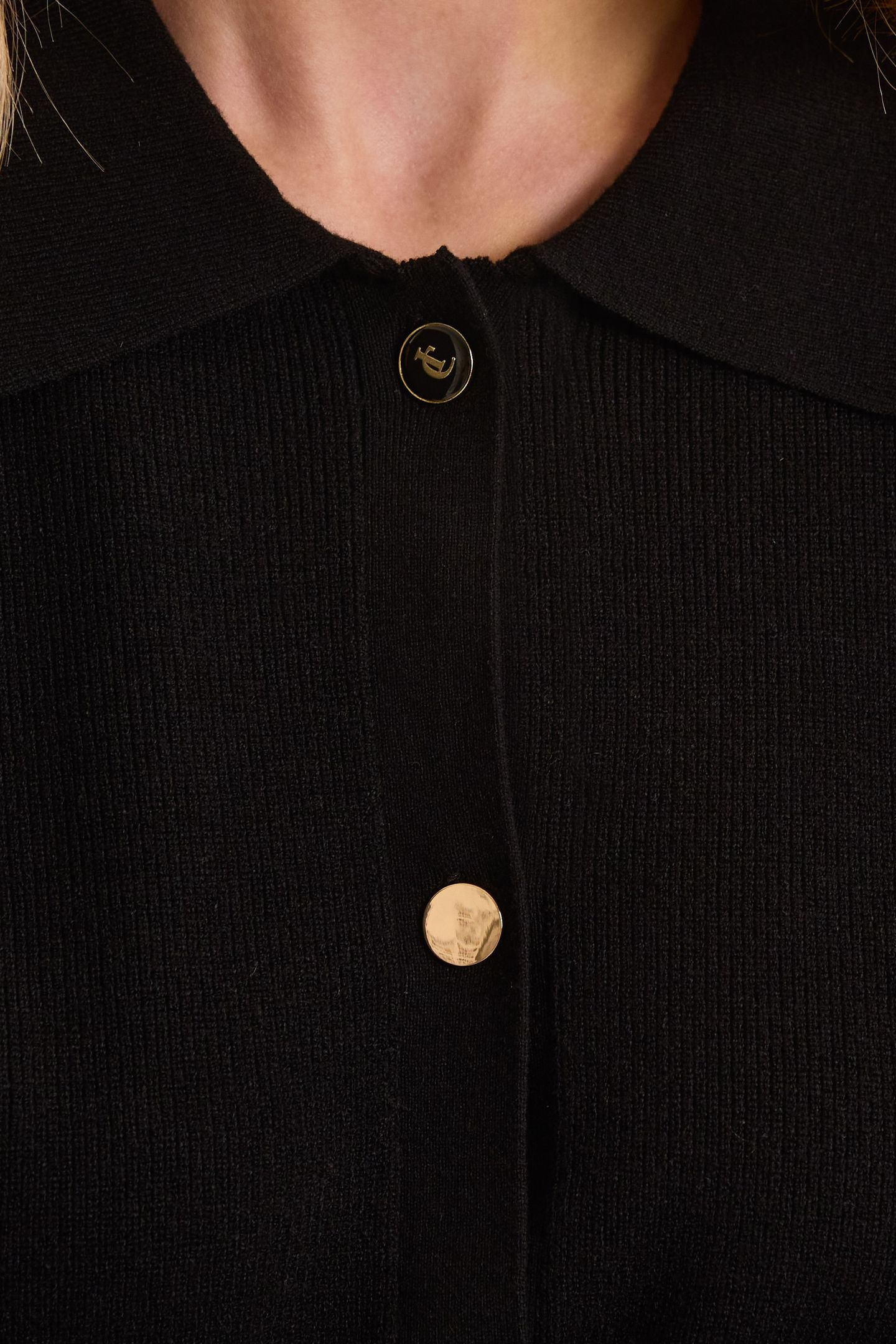 BLACK KNIT POLO COLLAR CARDIGAN BLACK 8