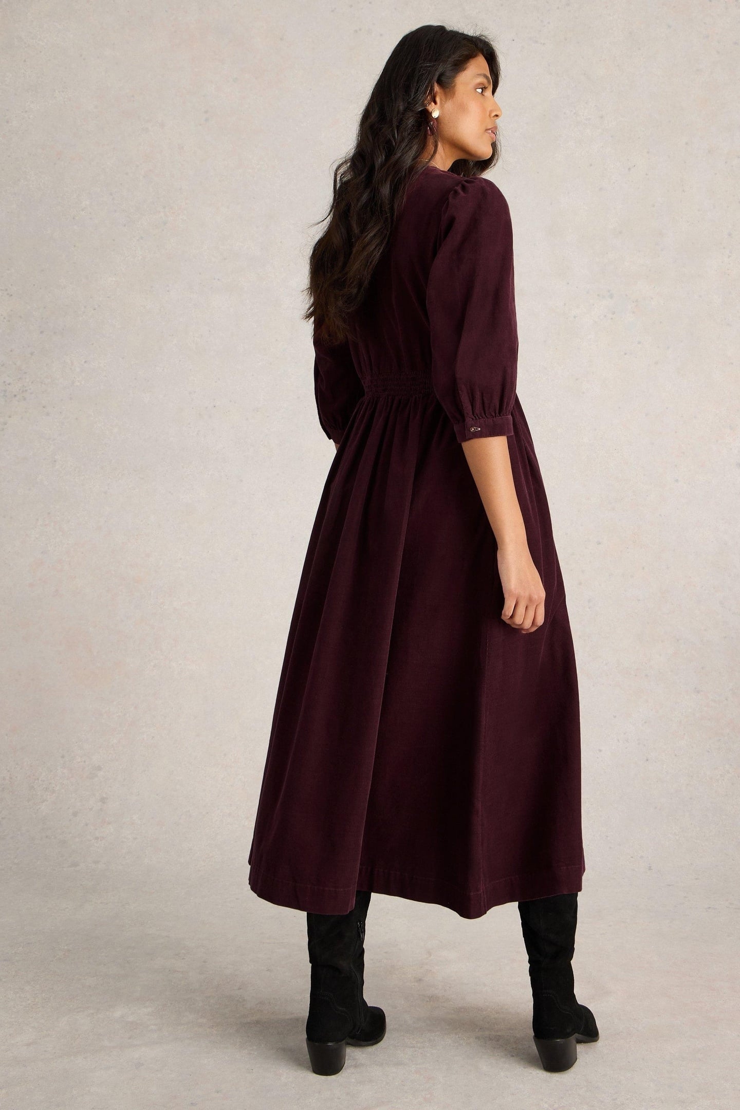 LUCY CORD DRESS DARK PLUM 3