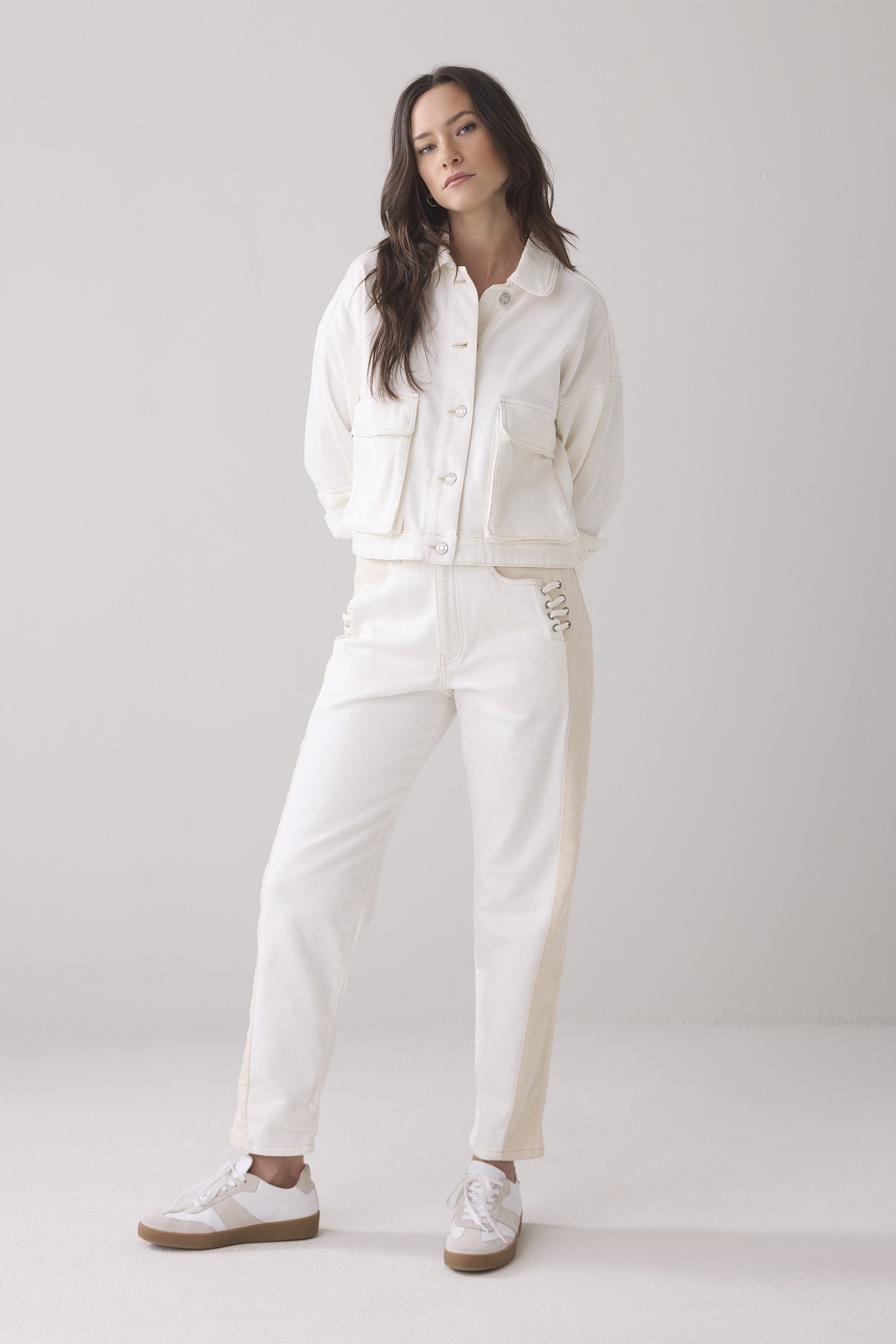 MOM'S FIT JEANS COMFI COTTON TWILL WHITE DENIM 1