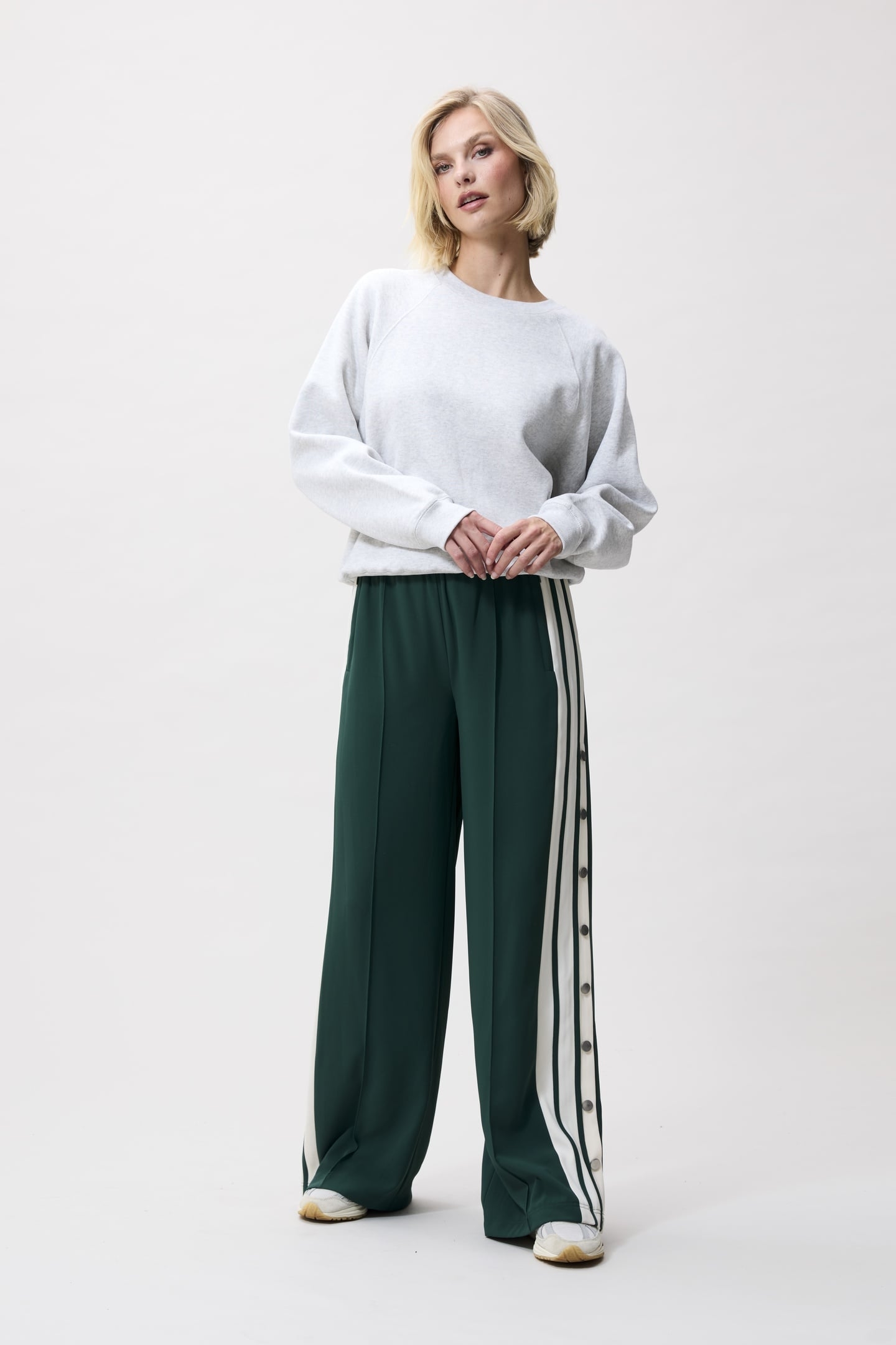SIDE BUTTON TRACKSUIT TROUSERS PINE FOREST 1