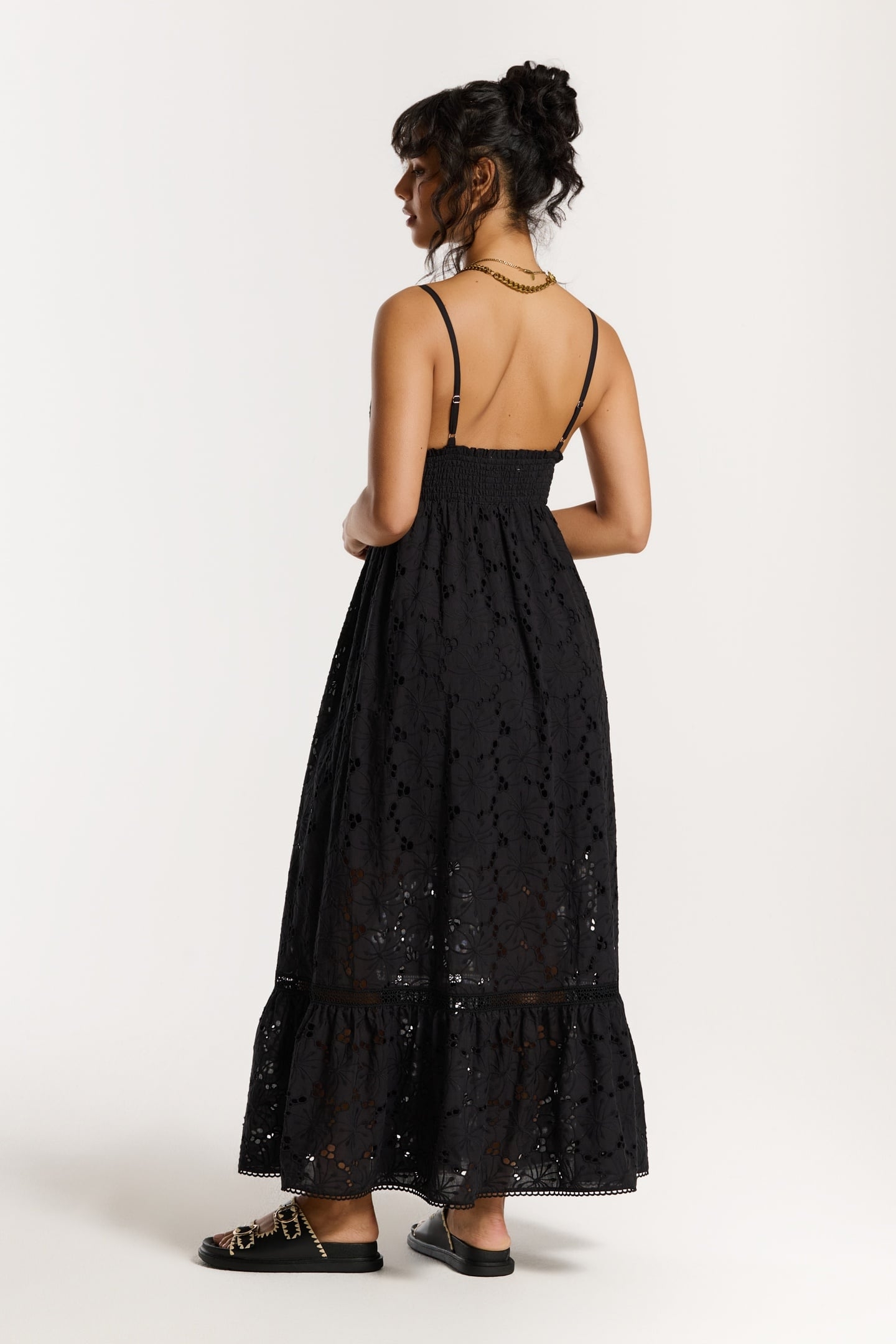 JASMIN DRESS FLOWER BRODERIE BLACK FLOWER BRODERIE 6