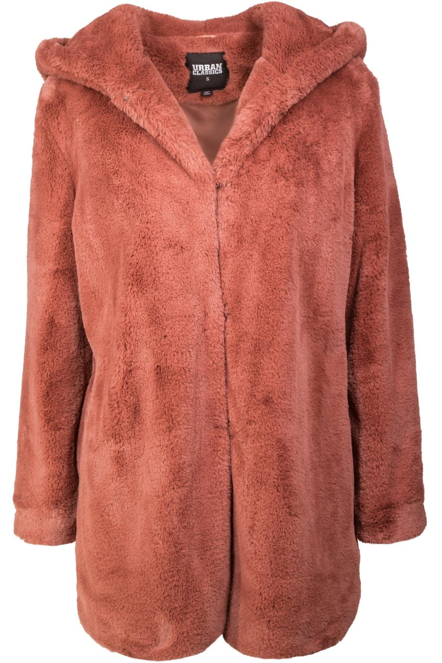 LADIES HOODED TEDDY COAT DARKROSE 3