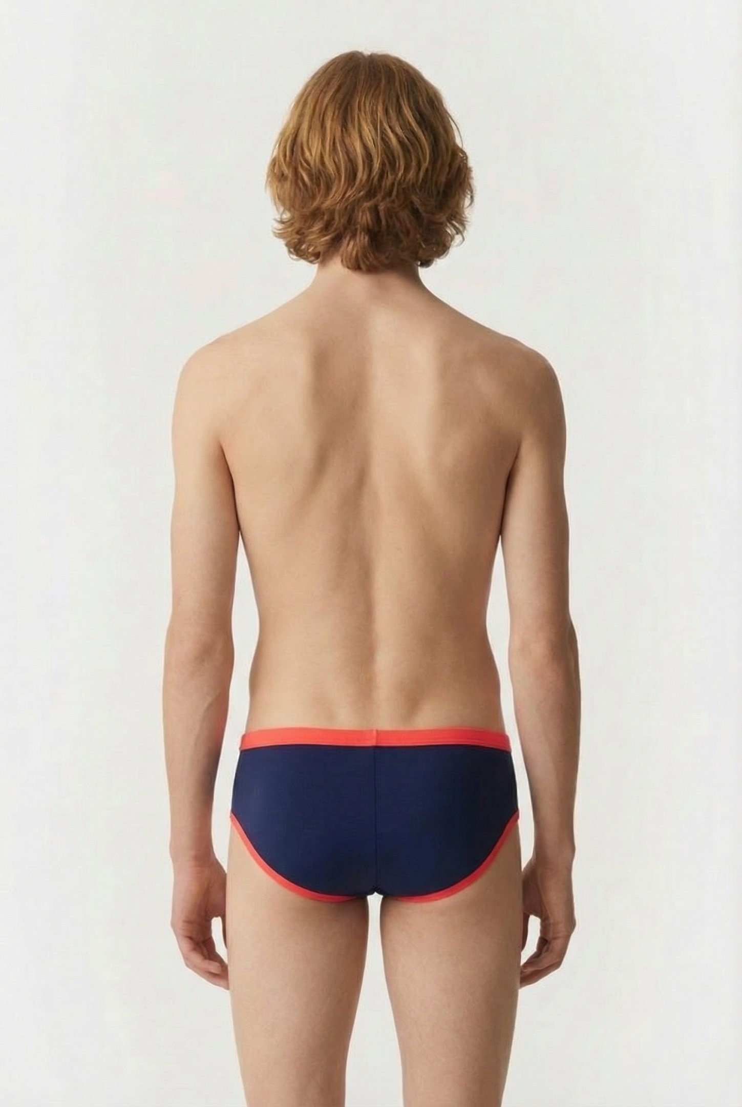 MEN'S ARENA ONE 12CM SWIM BRIEFS BIG LOG NAVY FLUO RED 2