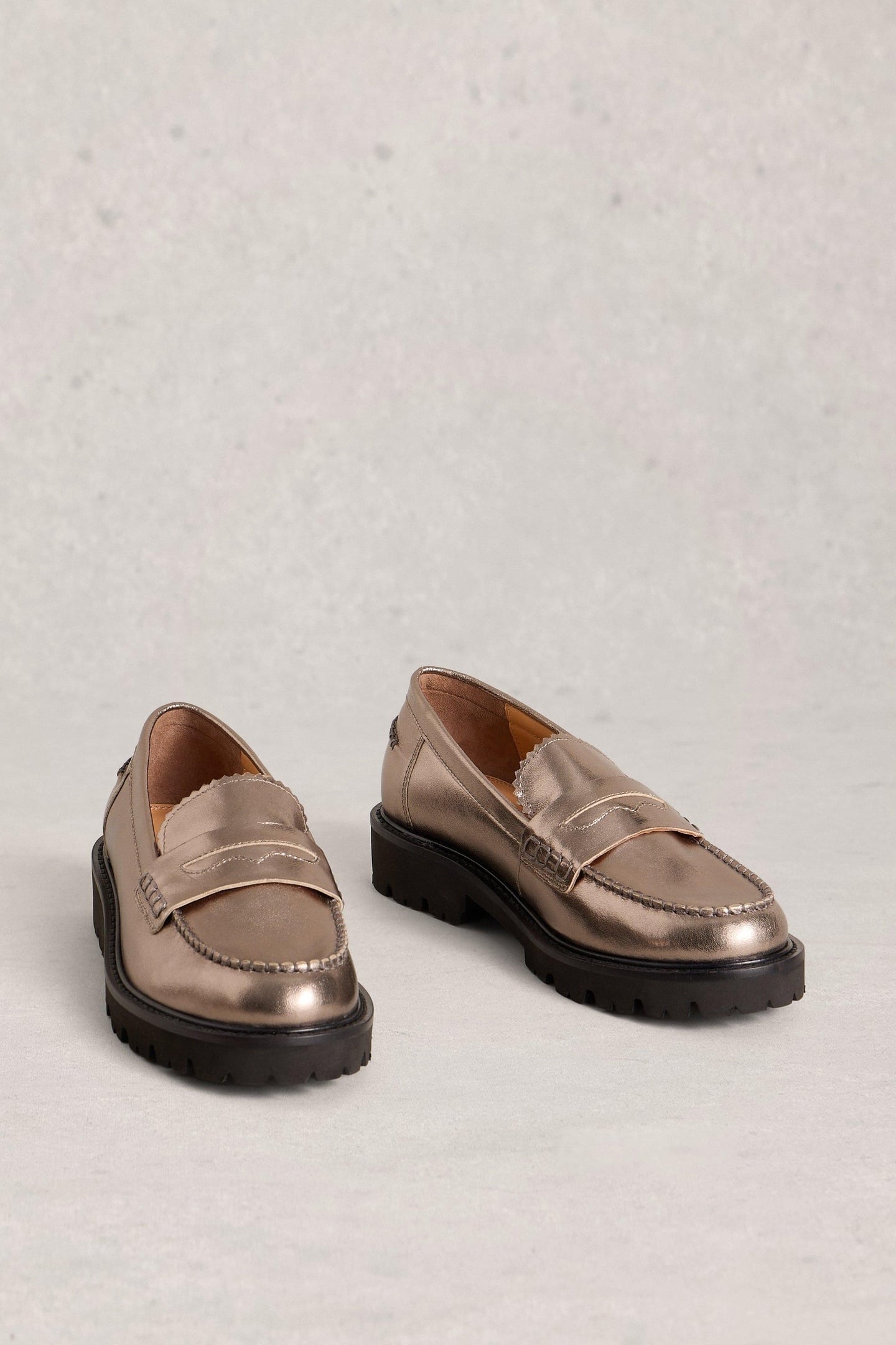 LAURA CHUNKY LOAFER PEWTER METALLIC 1