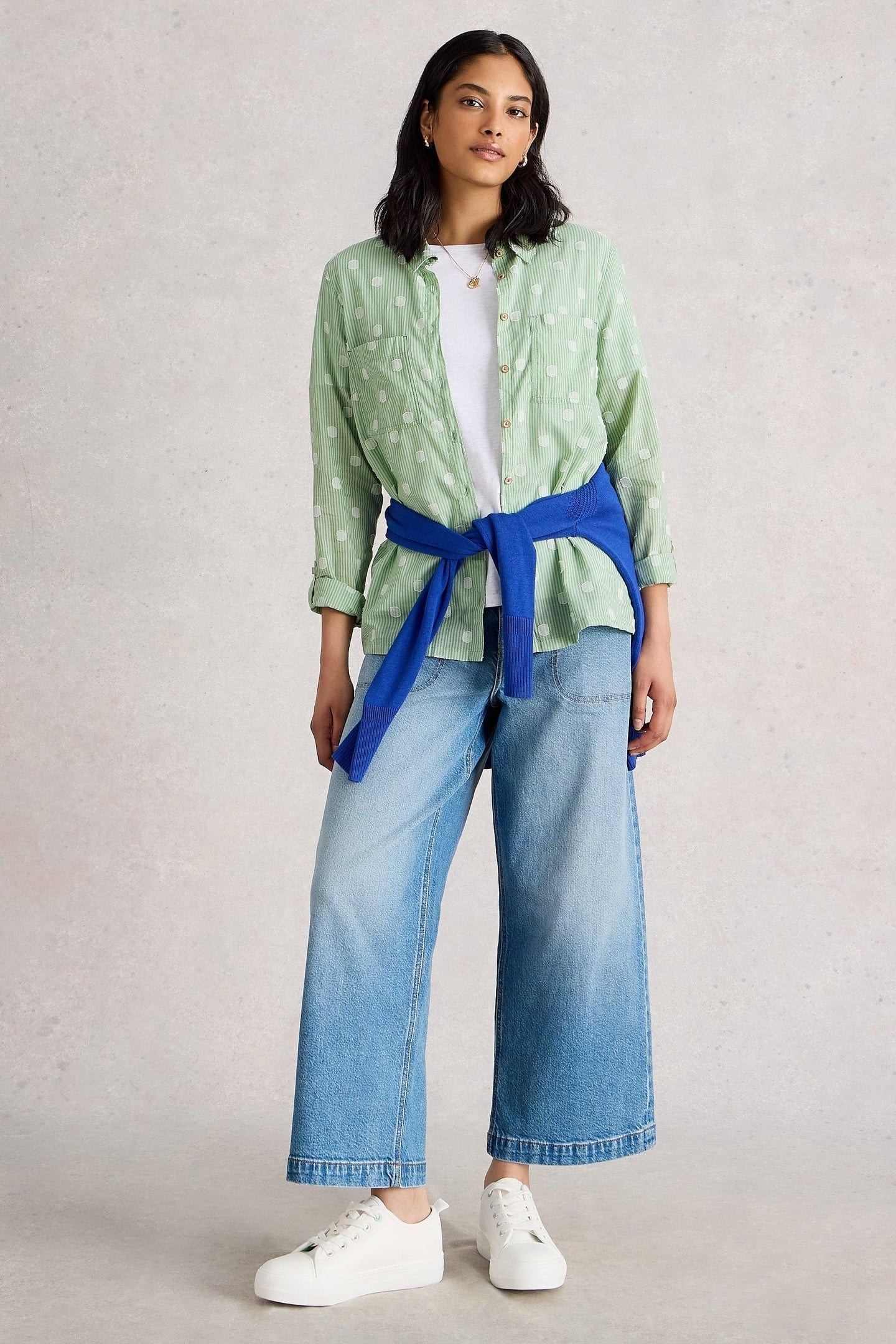 SOPHIE ORGANIC COTTON SHIRT GREEN MULTI 1