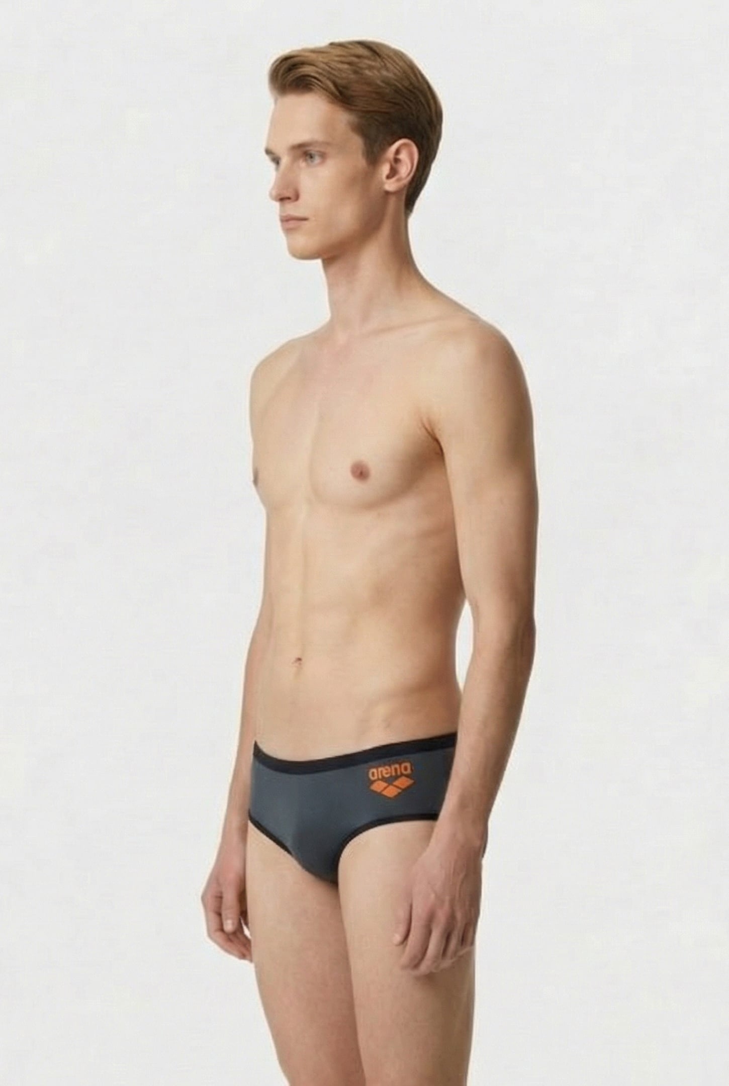 MEN'S ARENA ONE 12CM SWIM BRIEFS BIG LOG ASPHALT BLACK 3