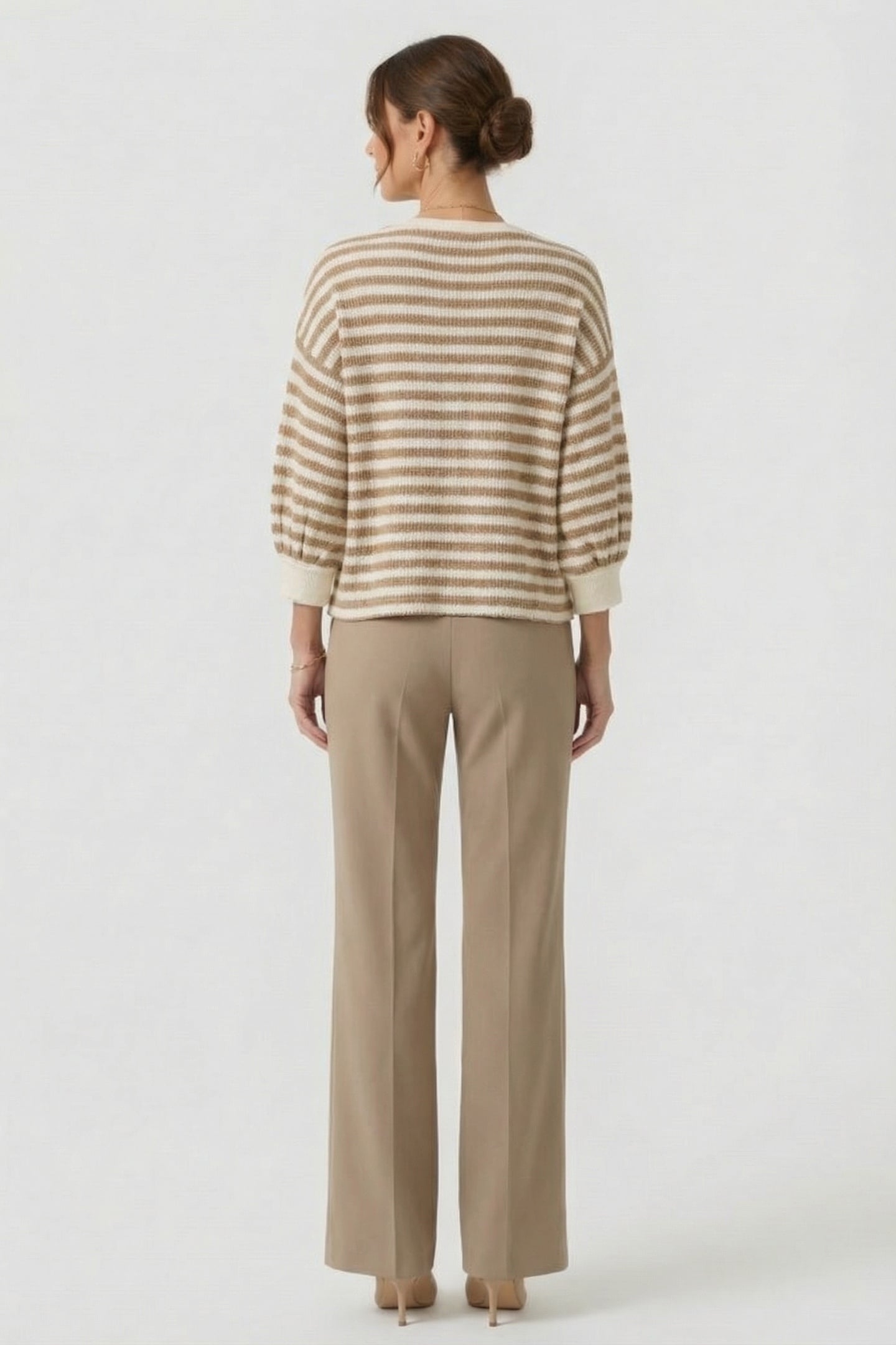 JERSEY SWEATER WAFFLE LUREX STRIPE KHAKI 2