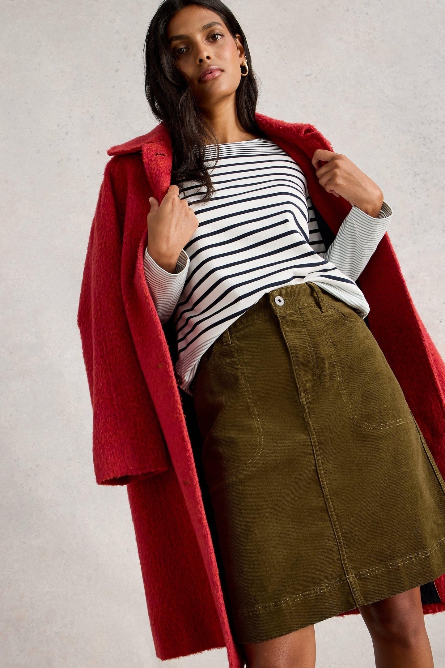 TIA CORD SKIRT KHAKI GREEN 5