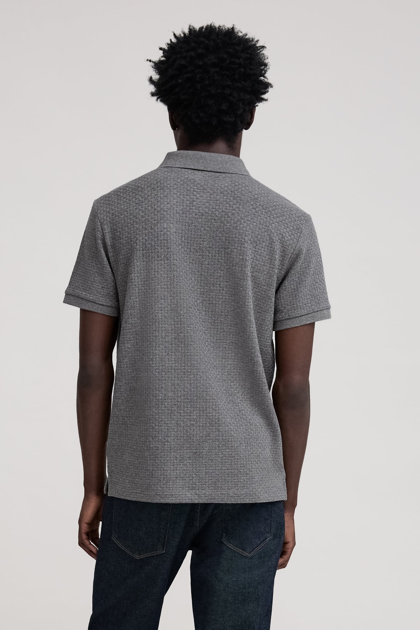 GRAPHITE KNIT POLO WITH WEAVE EFFECT 3