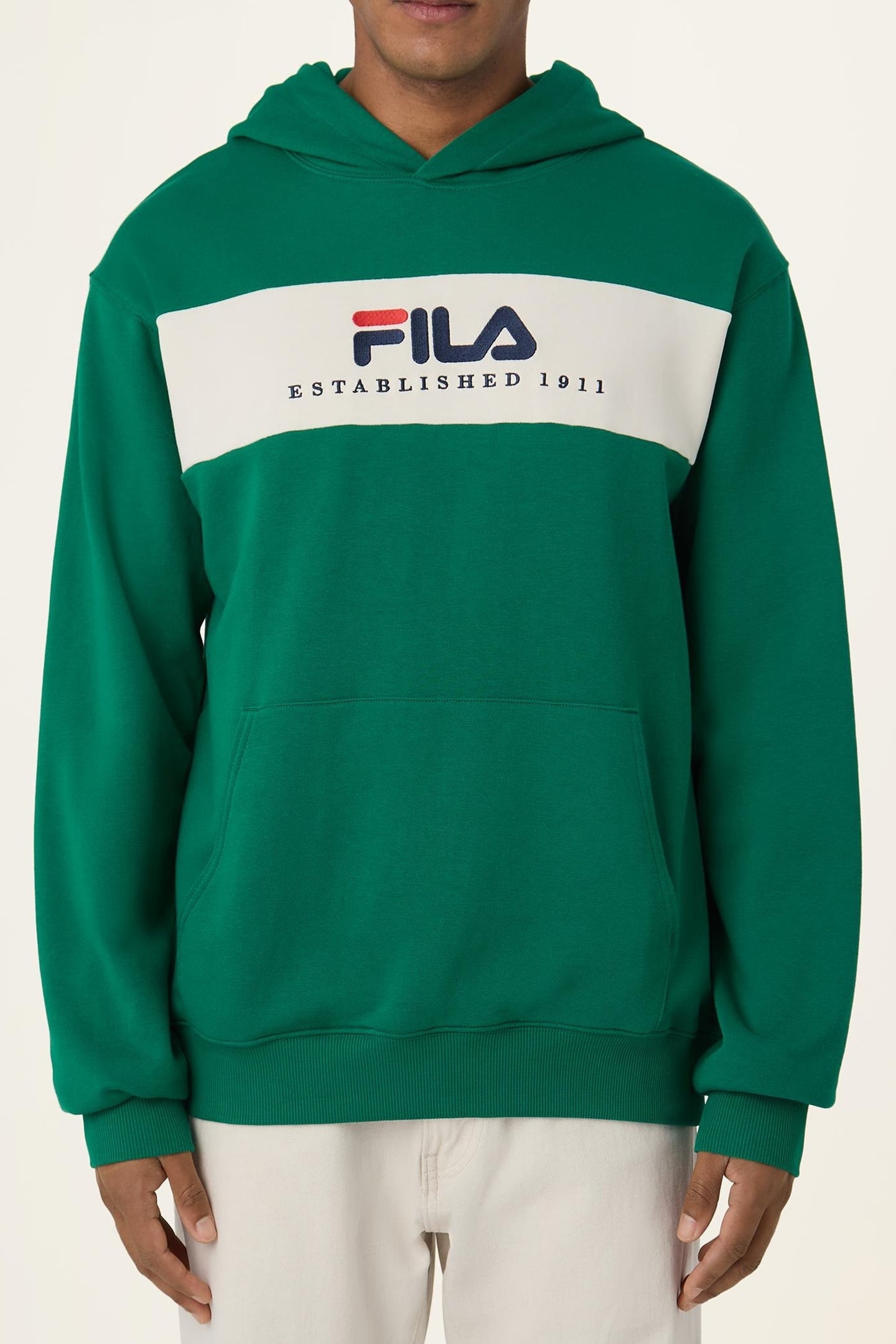 UNISEX VALSERA REGULAR BLOCKED HOODIE GREEN JACKET-EGRET 1