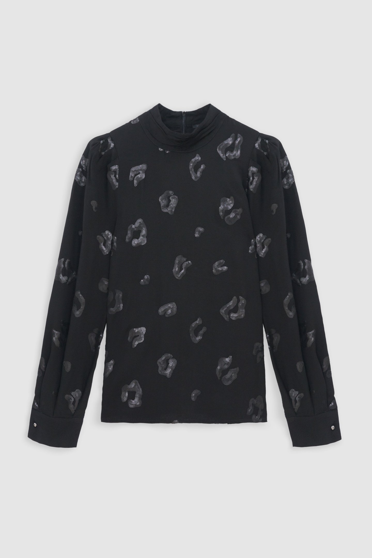 BLACK SEQUIN-EMBROIDERED LEOPARD BLOUSE 6
